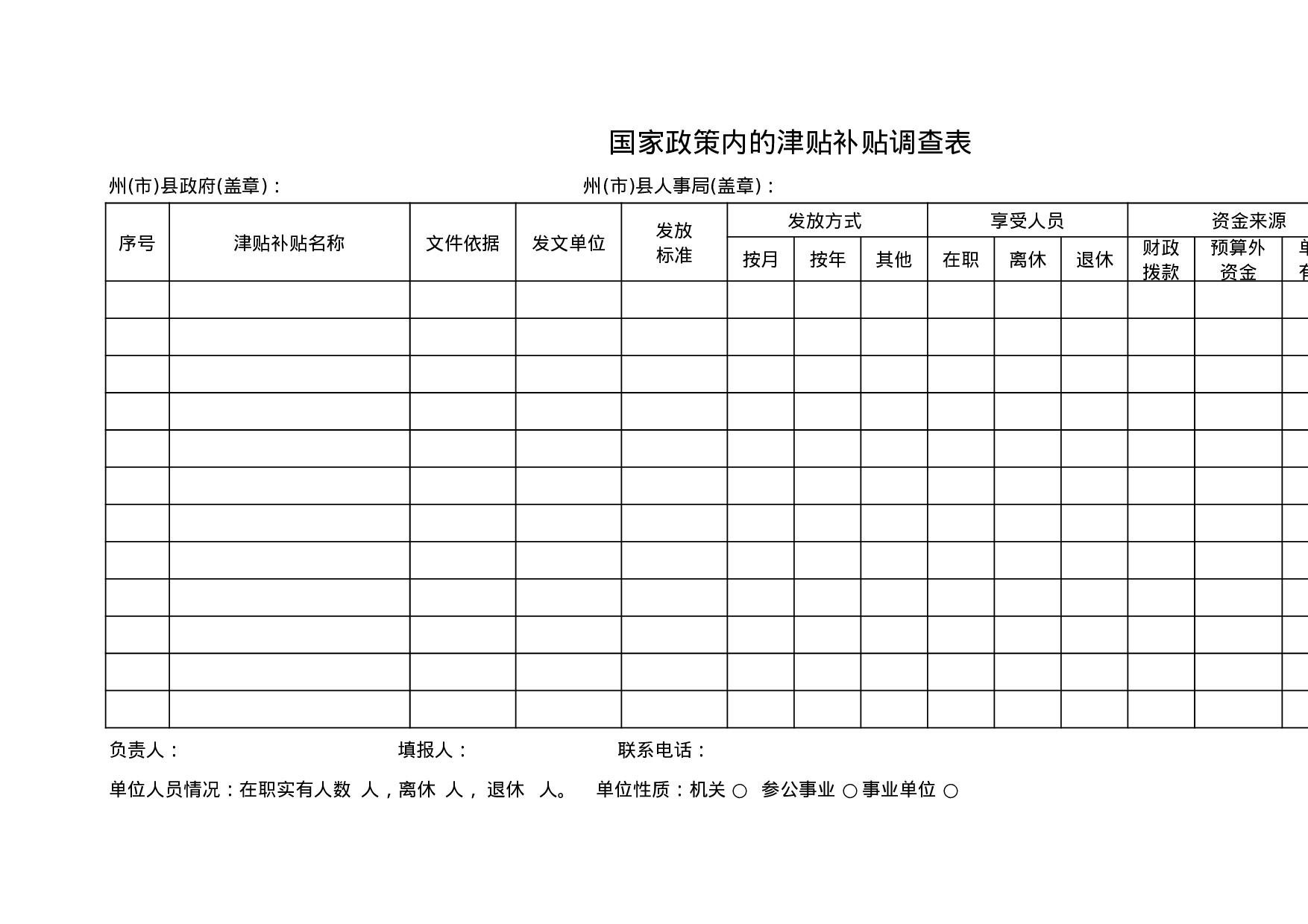 国家政策内的津贴补贴调查表.xls 第2页