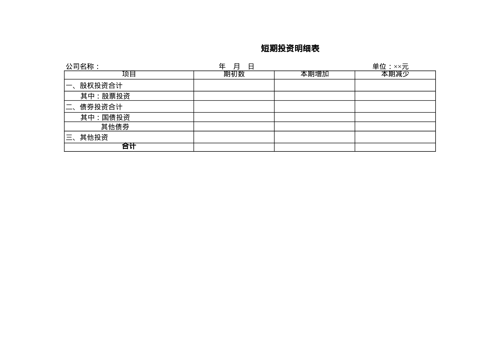 短期投资明细表.xls 第1页