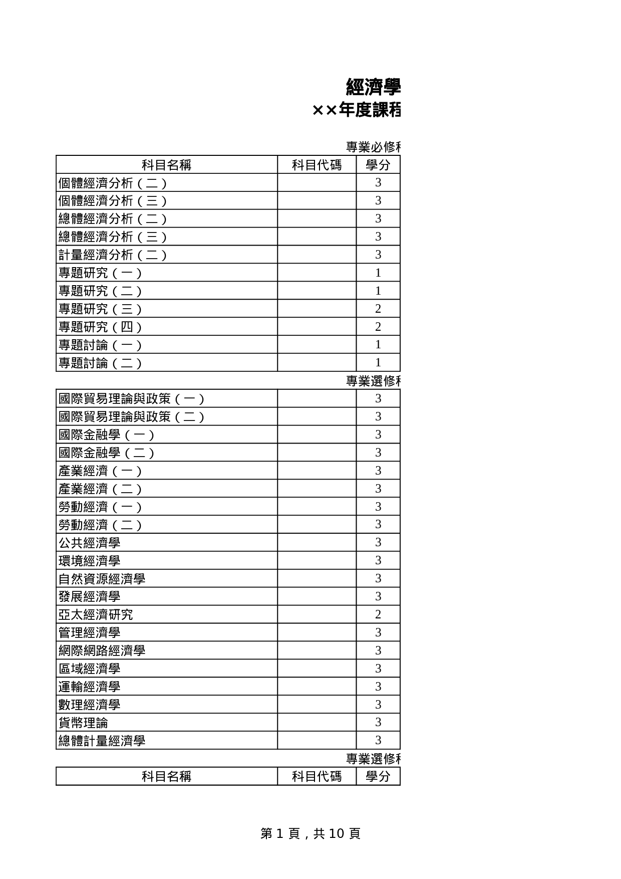 大学年度課程規劃表.xls 第1页