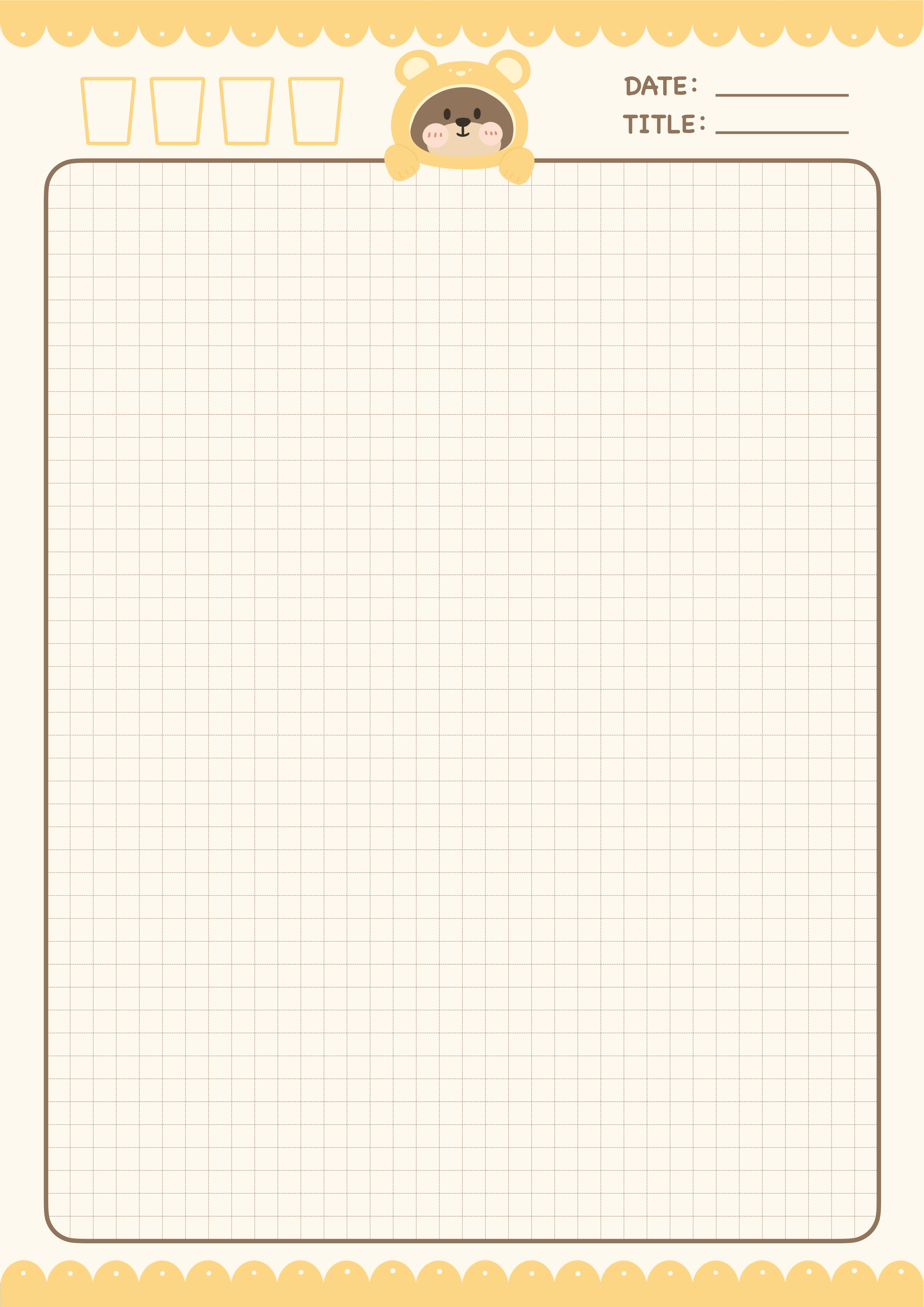 小熊花边蛋糕黄色笔记本（9种内页）A4适合打印 .pdf 第2页