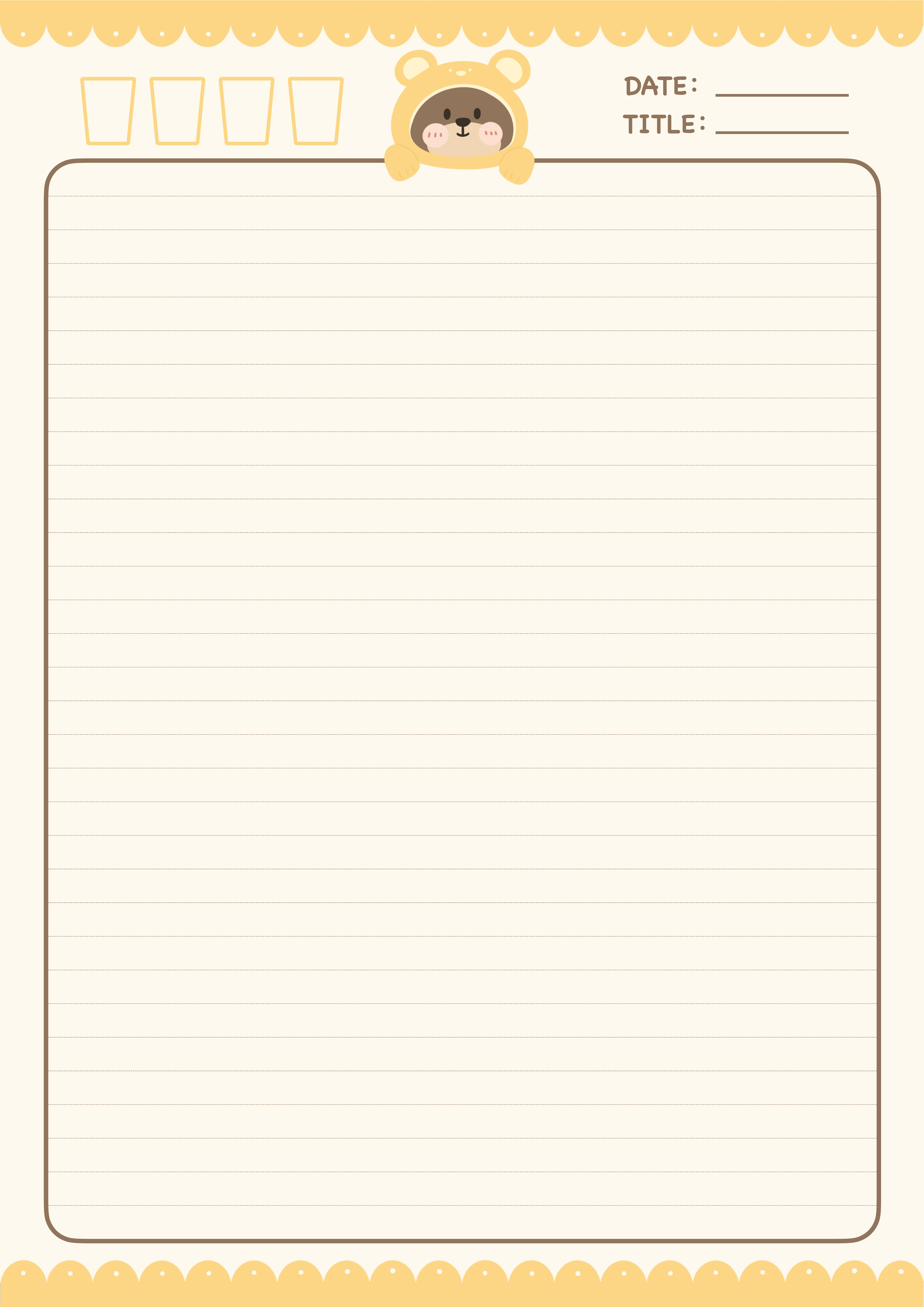 小熊花边蛋糕黄色笔记本（9种内页）A4适合打印 .pdf 第3页