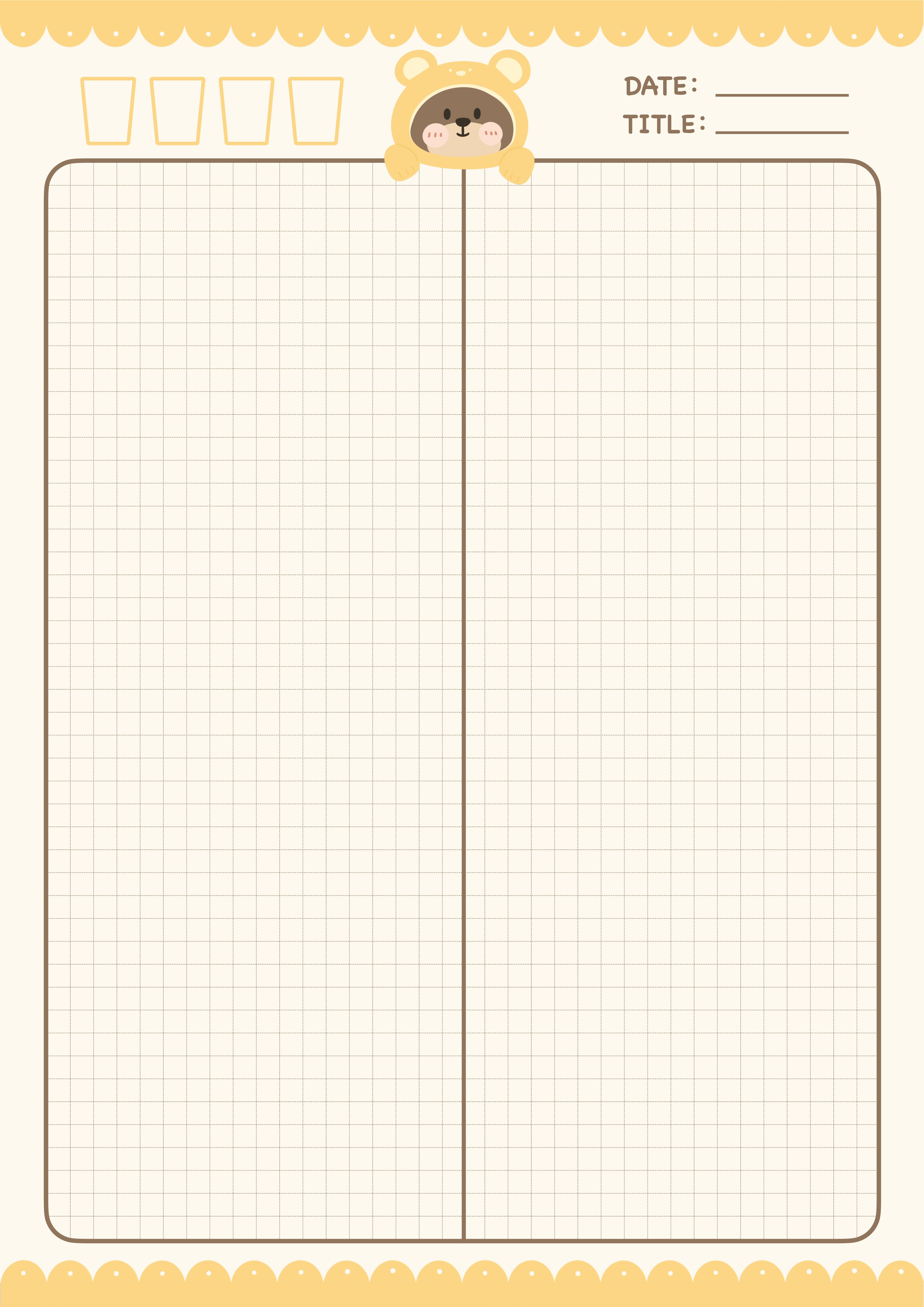 小熊花边蛋糕黄色笔记本（9种内页）A4适合打印 .pdf 第4页