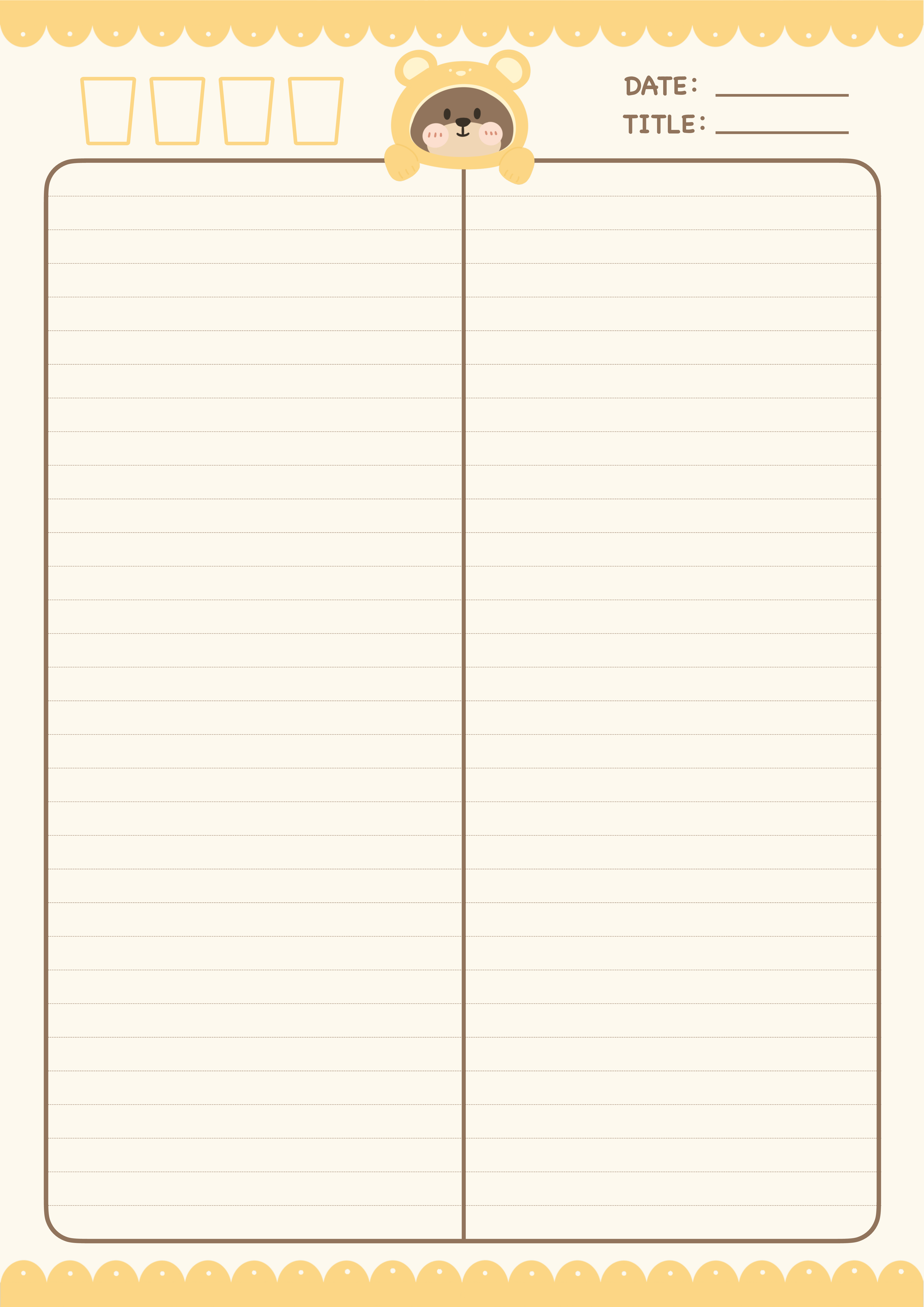 小熊花边蛋糕黄色笔记本（9种内页）A4适合打印 .pdf 第5页