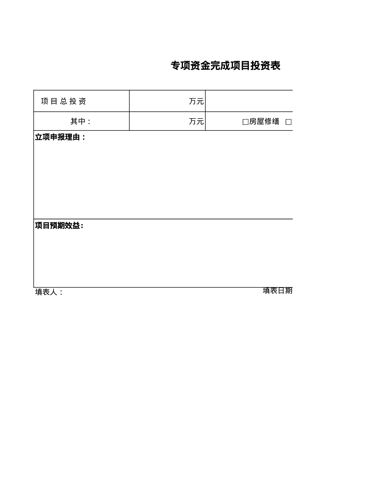 专项资金完成项目投资表.xls 第1页