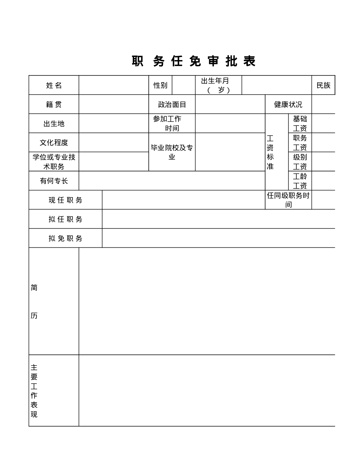 职务任免审批表.xls 第1页