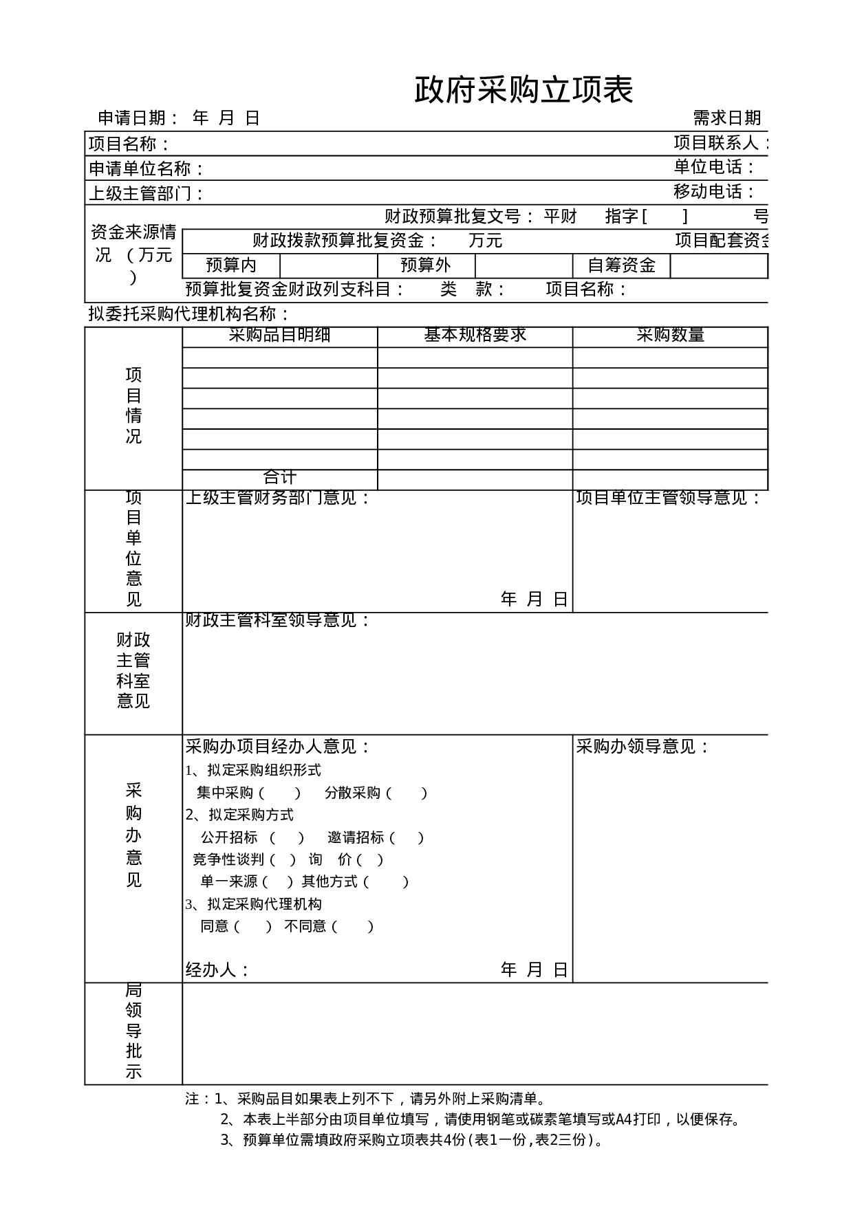 政府采购立项表.xls 第1页