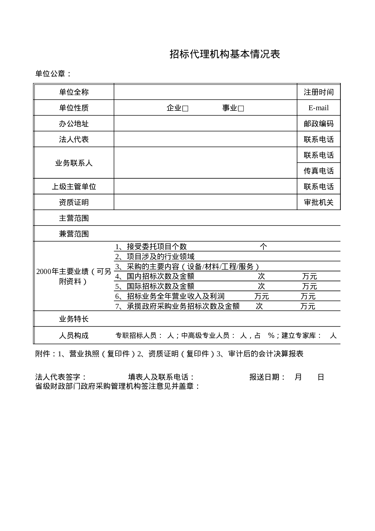招标代理机构基本情况表.xls 第1页