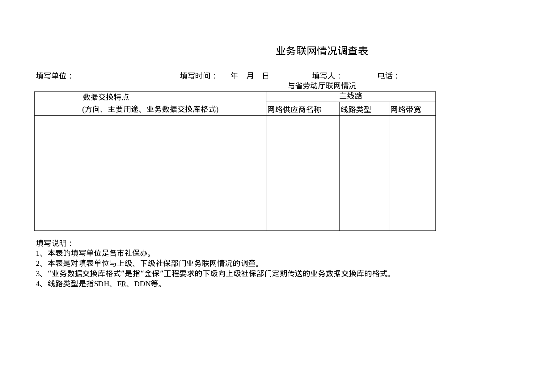 业务联网情况调查表.xls 第1页