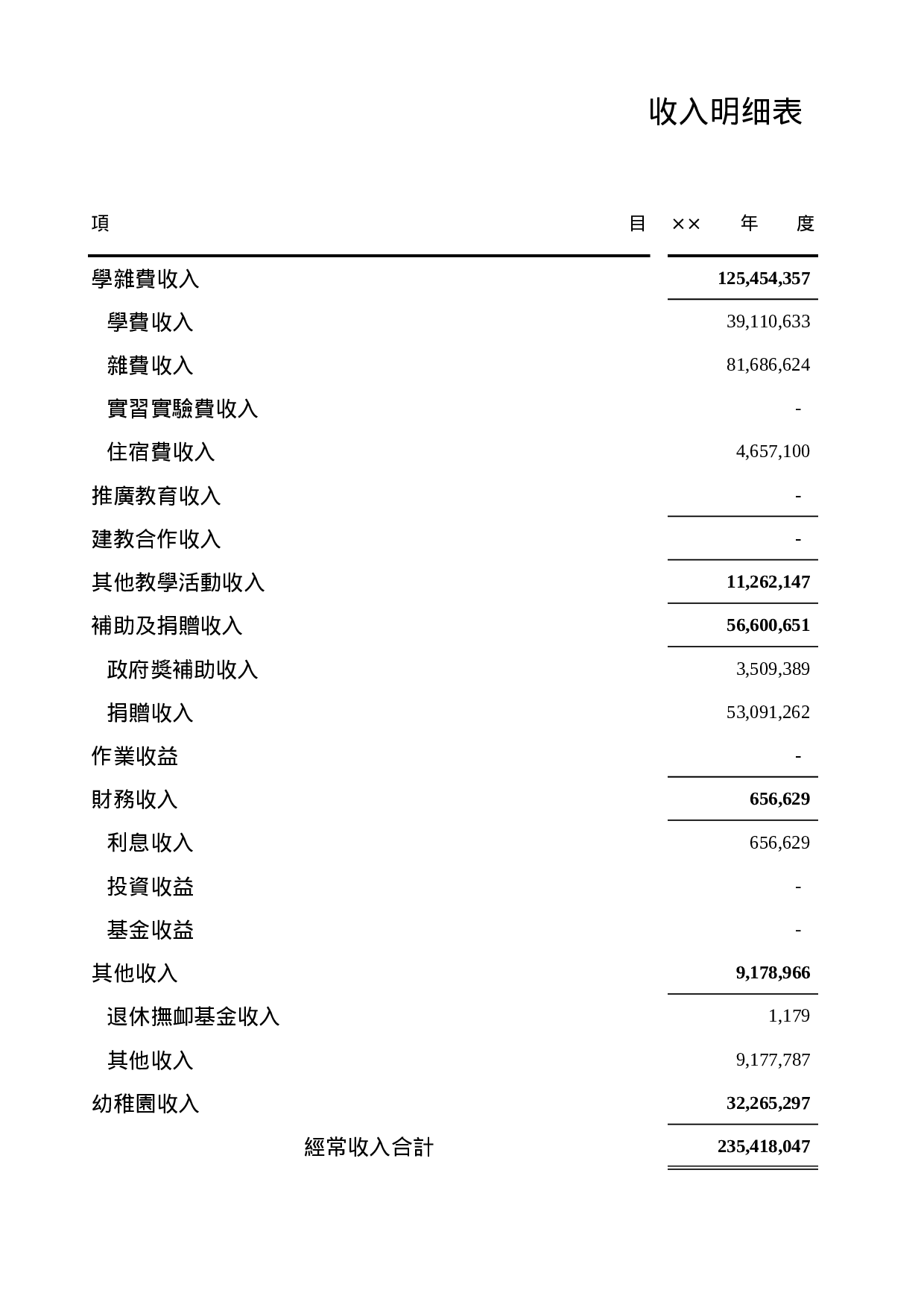 学校收入明细表.xls 第1页