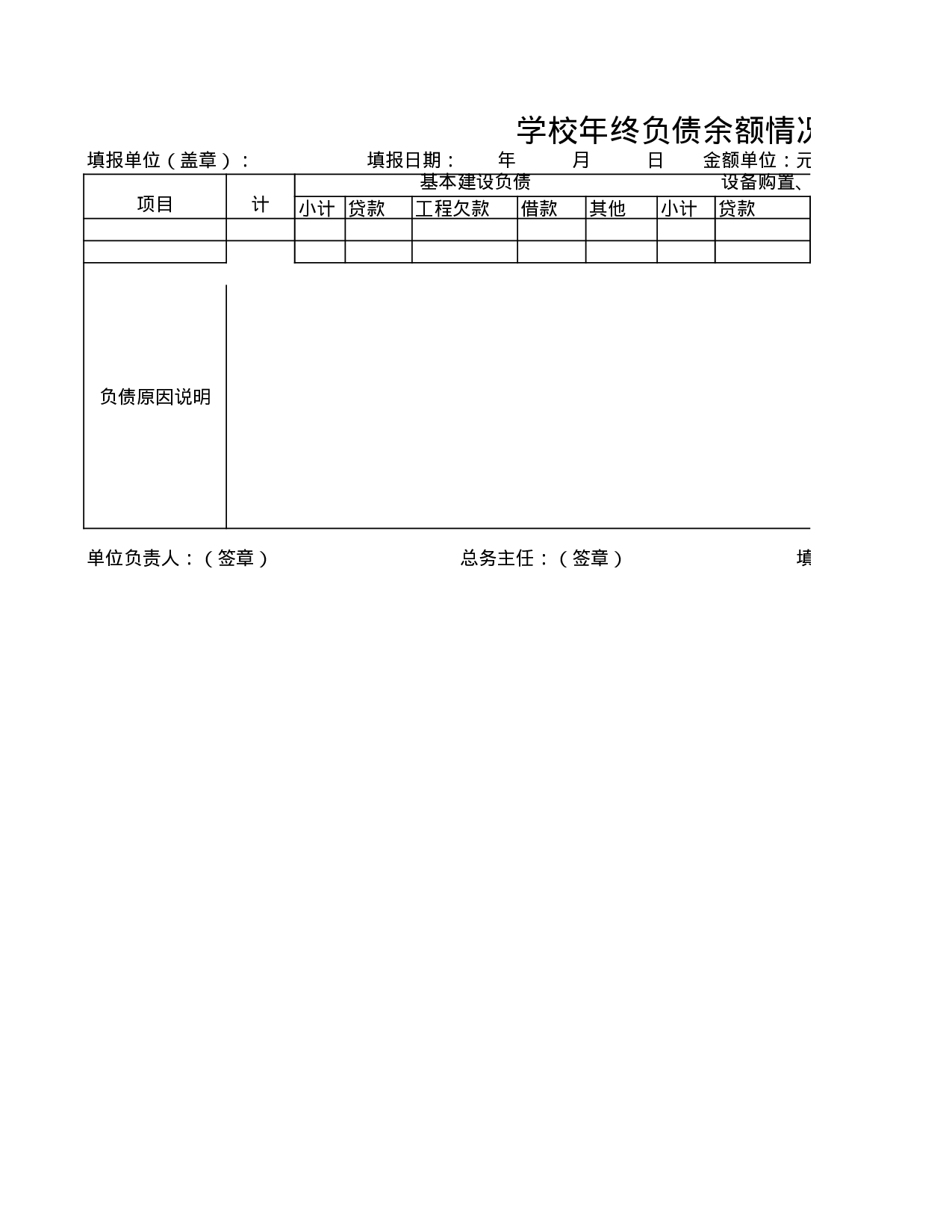 学校年终负债余额情况表.xls 第1页