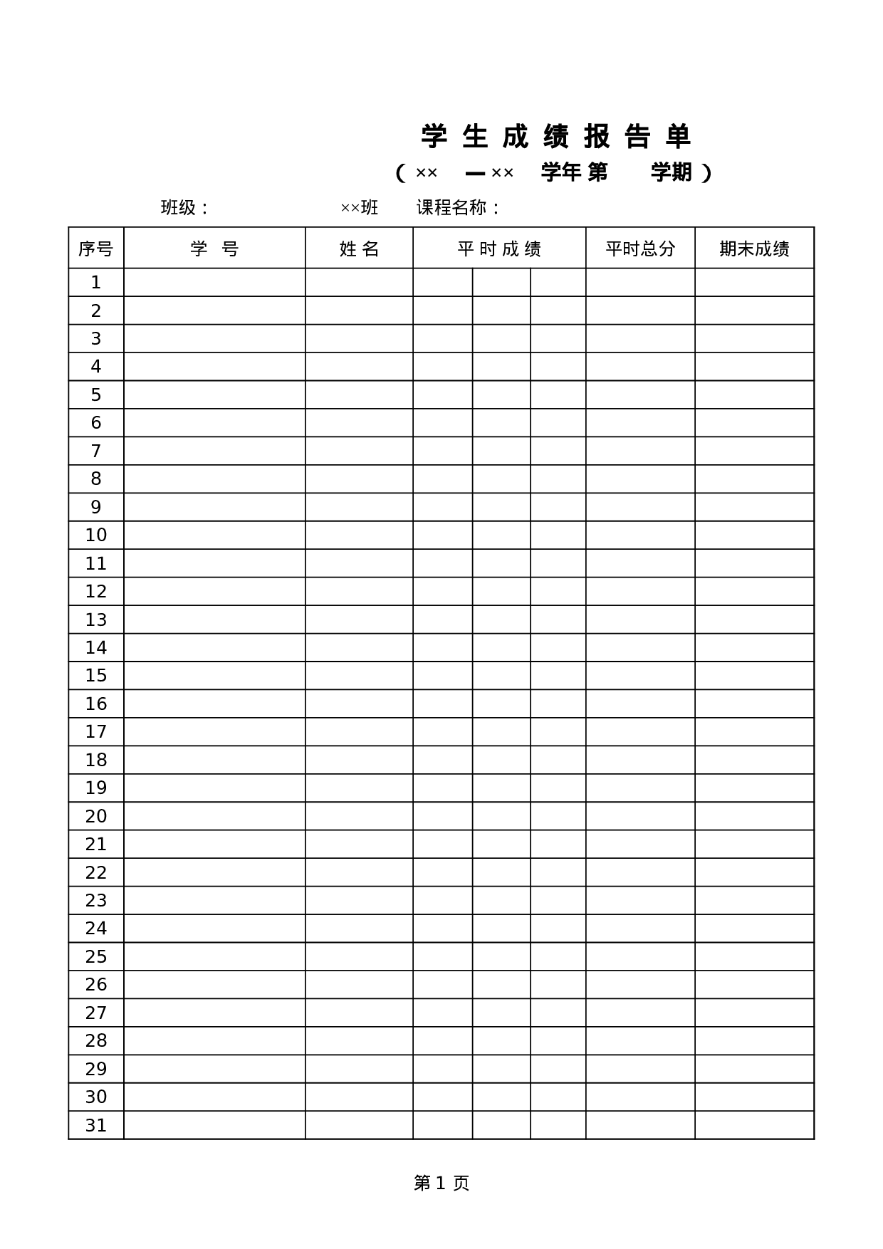 学生成绩报告单.xls 第1页