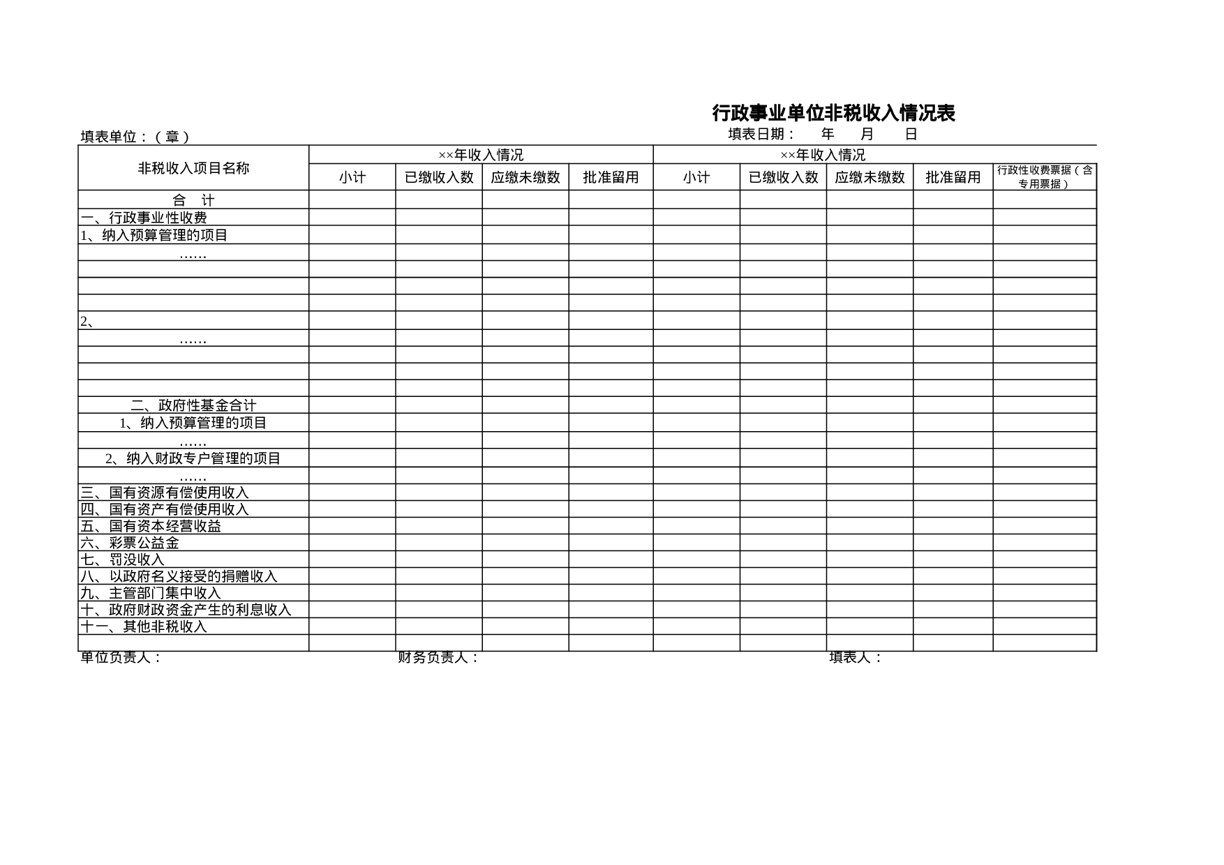 行政事业单位非税收入情况表.xls 第1页