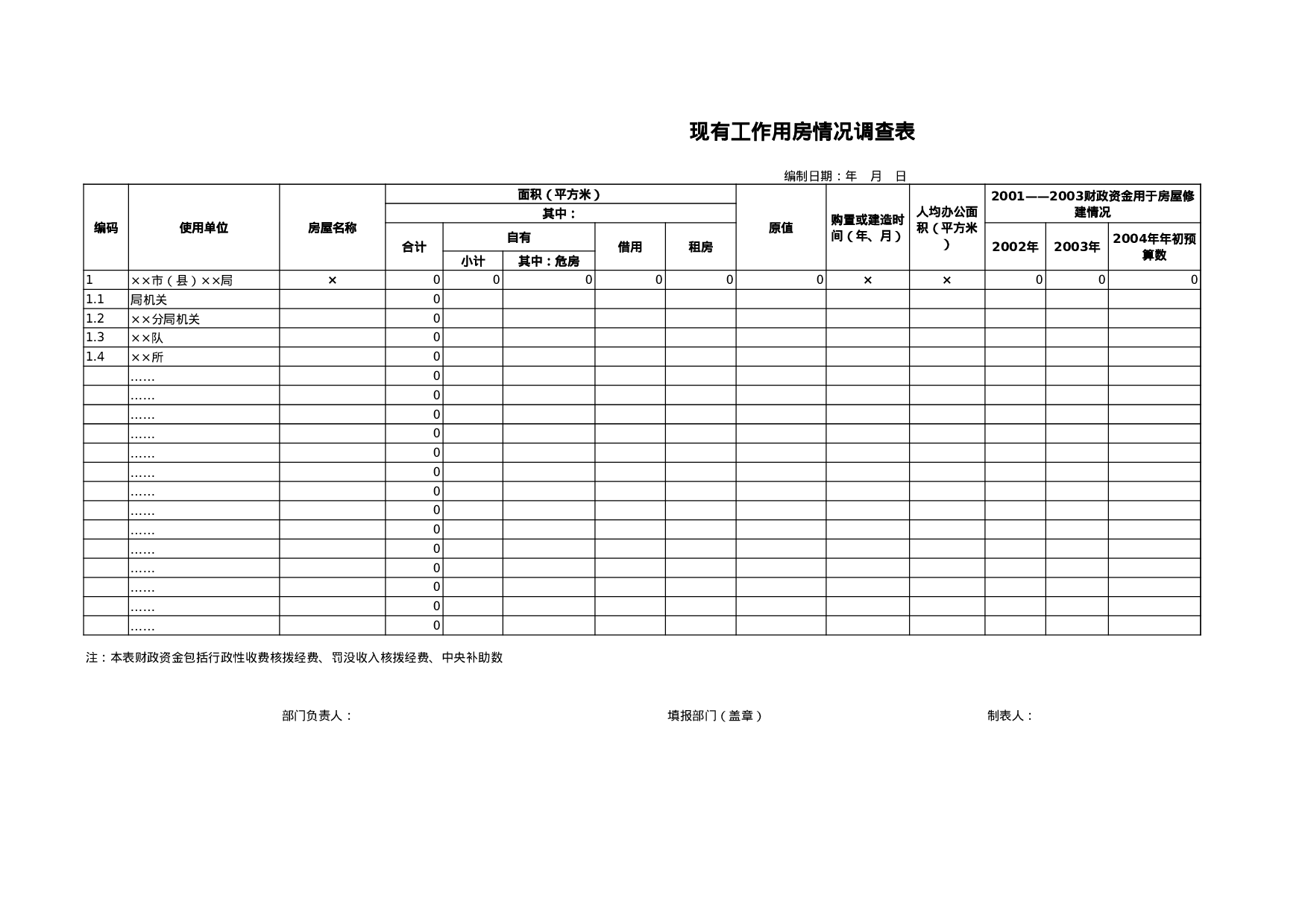 现有工作用房情况调查表.xls 第1页