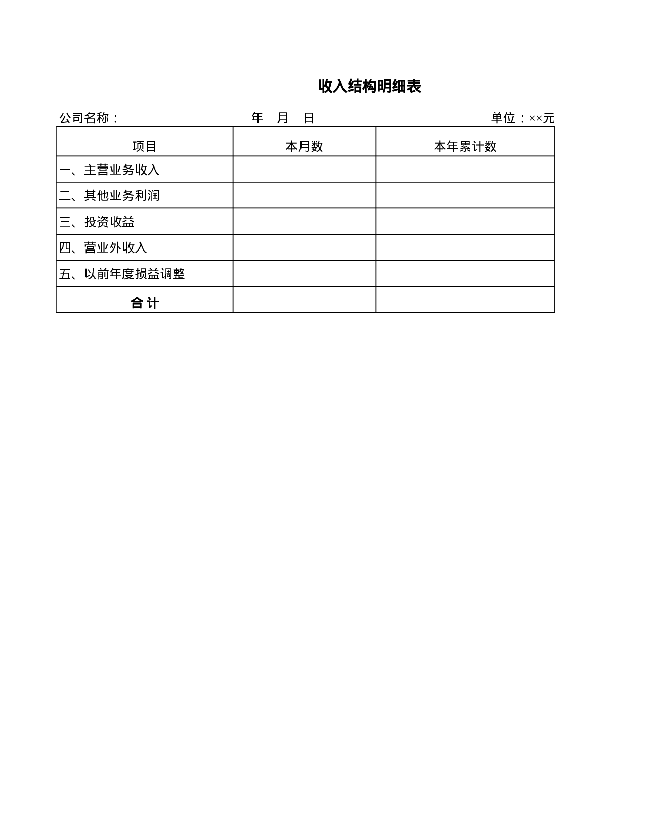 收入结构明细表.xls 第1页