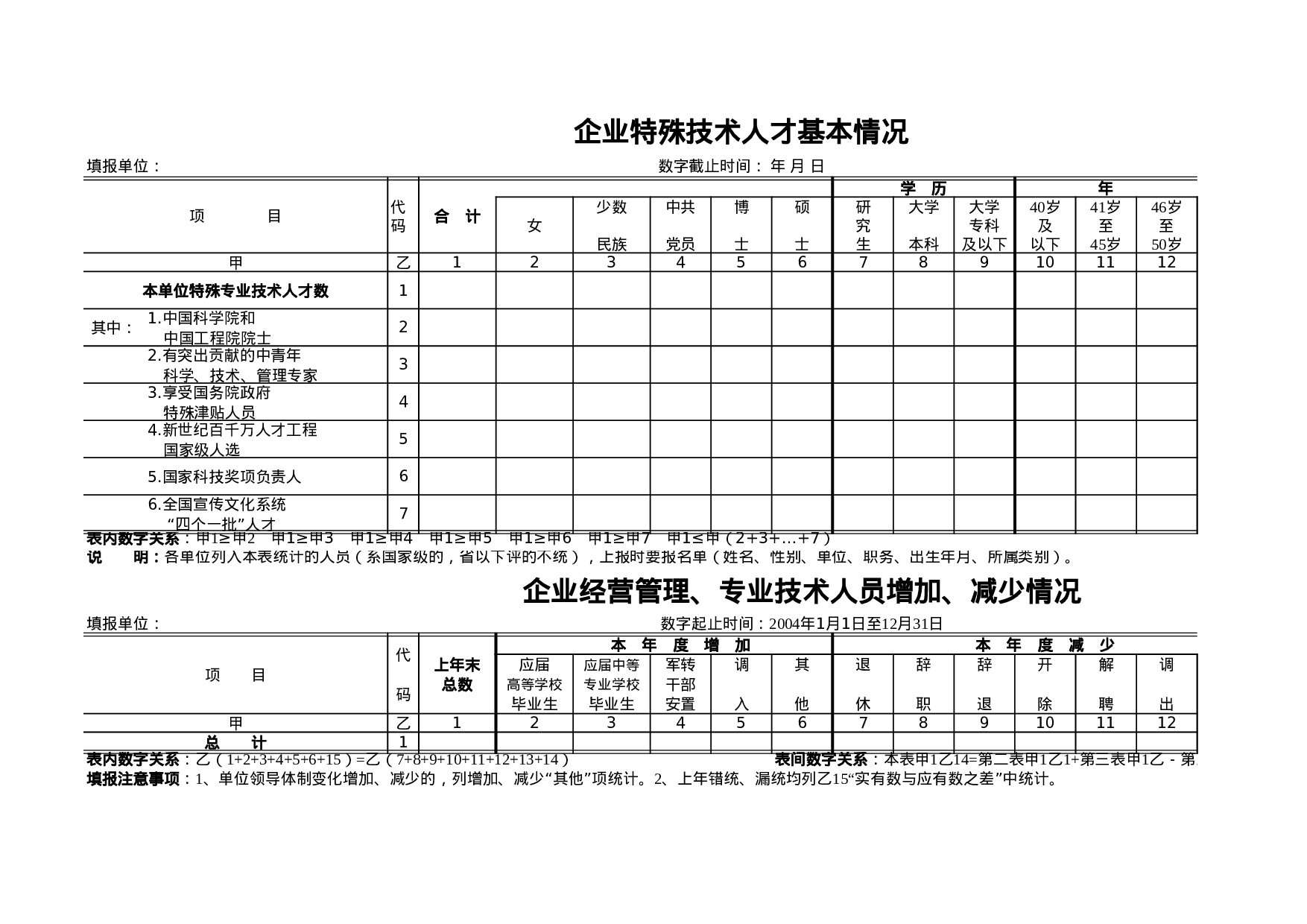 企业特殊技术人才基本情况表.xls 第1页