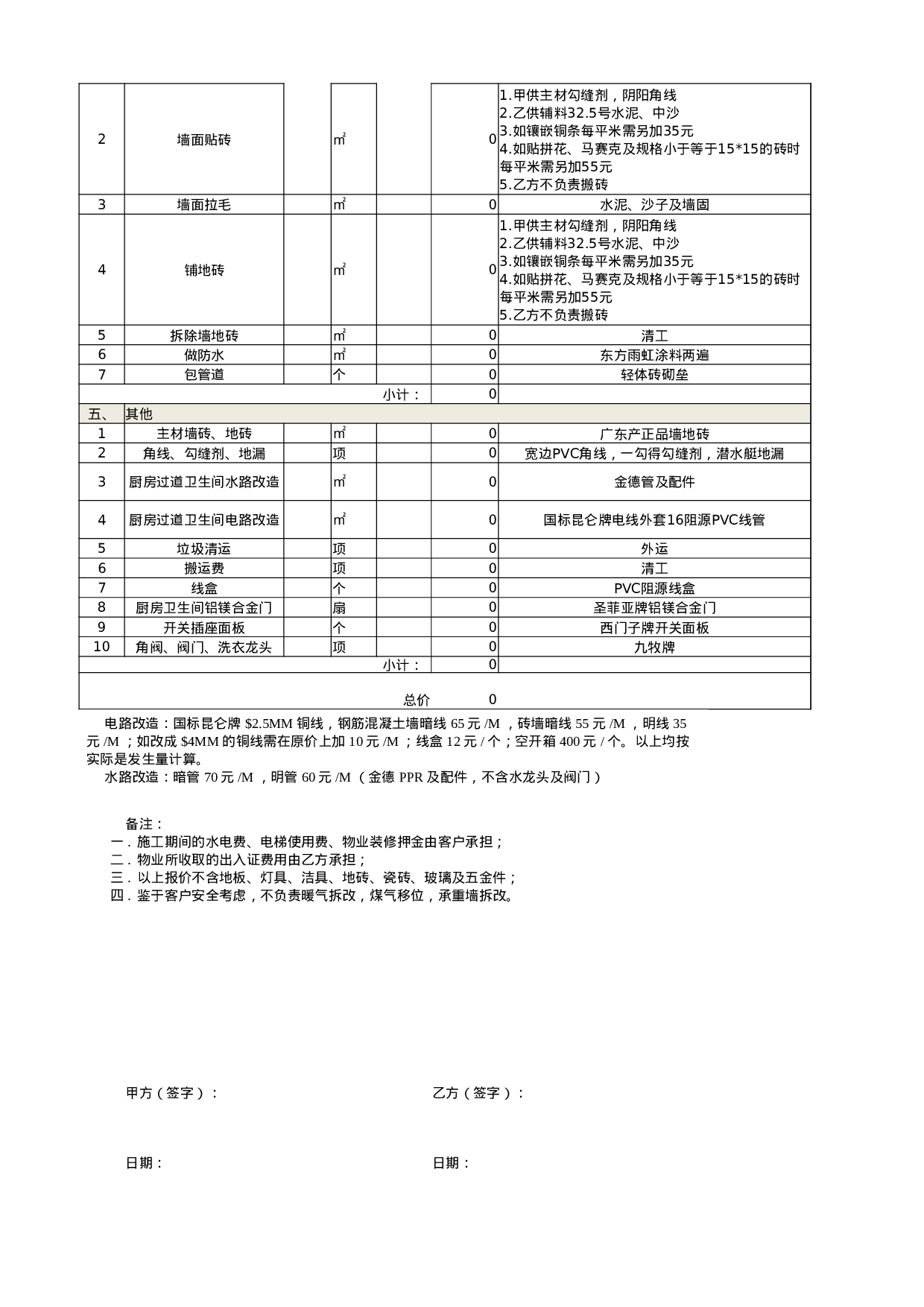 工程报价单-模板.xlsx 第2页