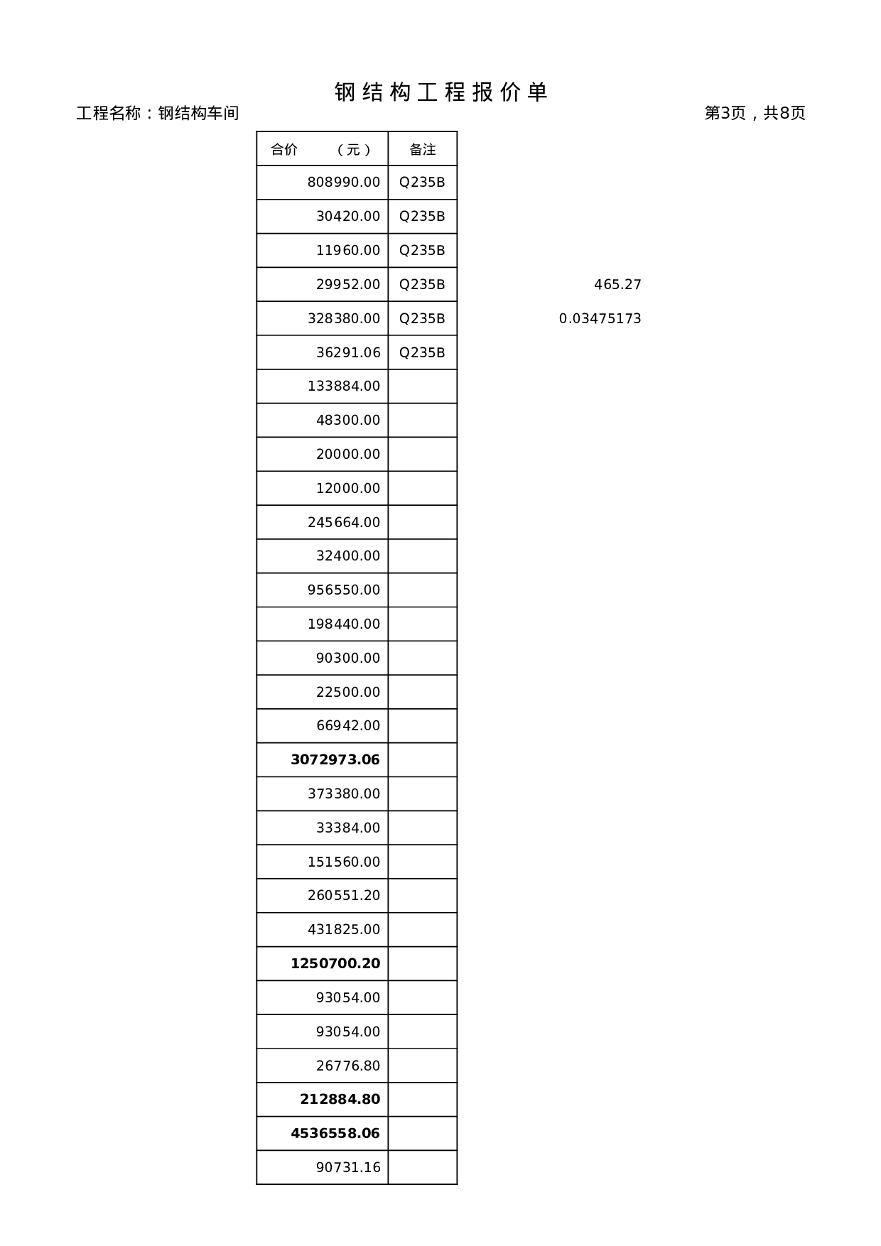 钢结构报价单样板..xls 第3页