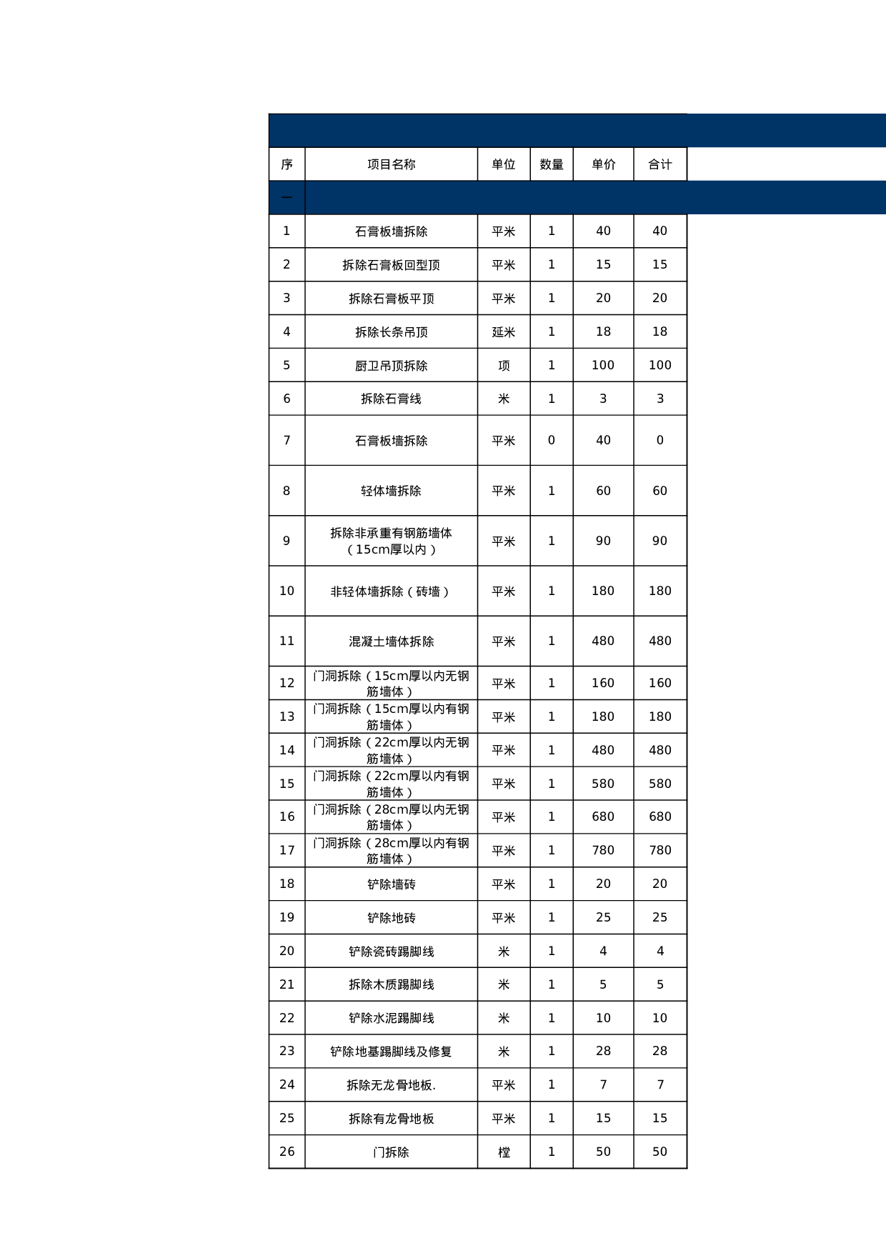 报价单excel模板 (4).xls 第1页