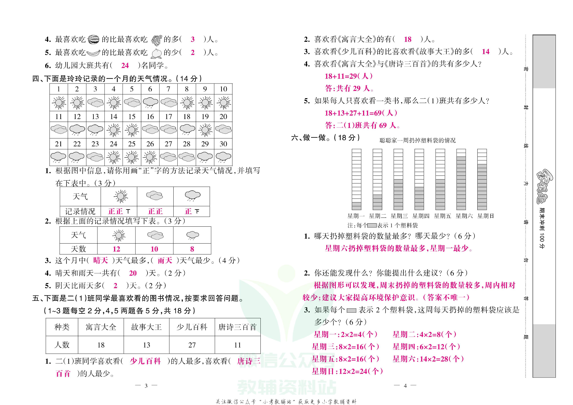 金钥匙期末冲刺100分二年级下册数学人教版教师用书.pdf 第3页