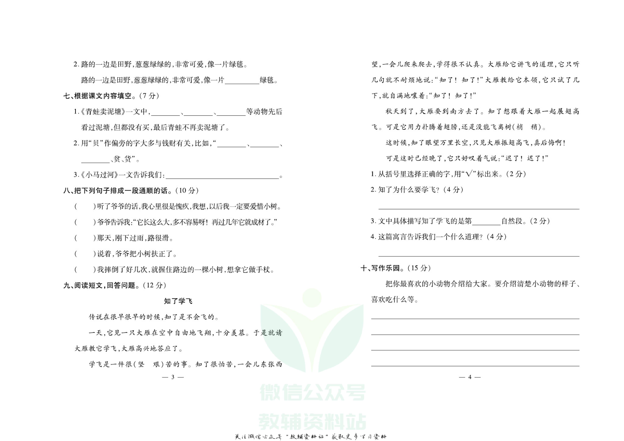 名校闯关·期末冲刺100分二年级下册语文人教版.pdf 第3页