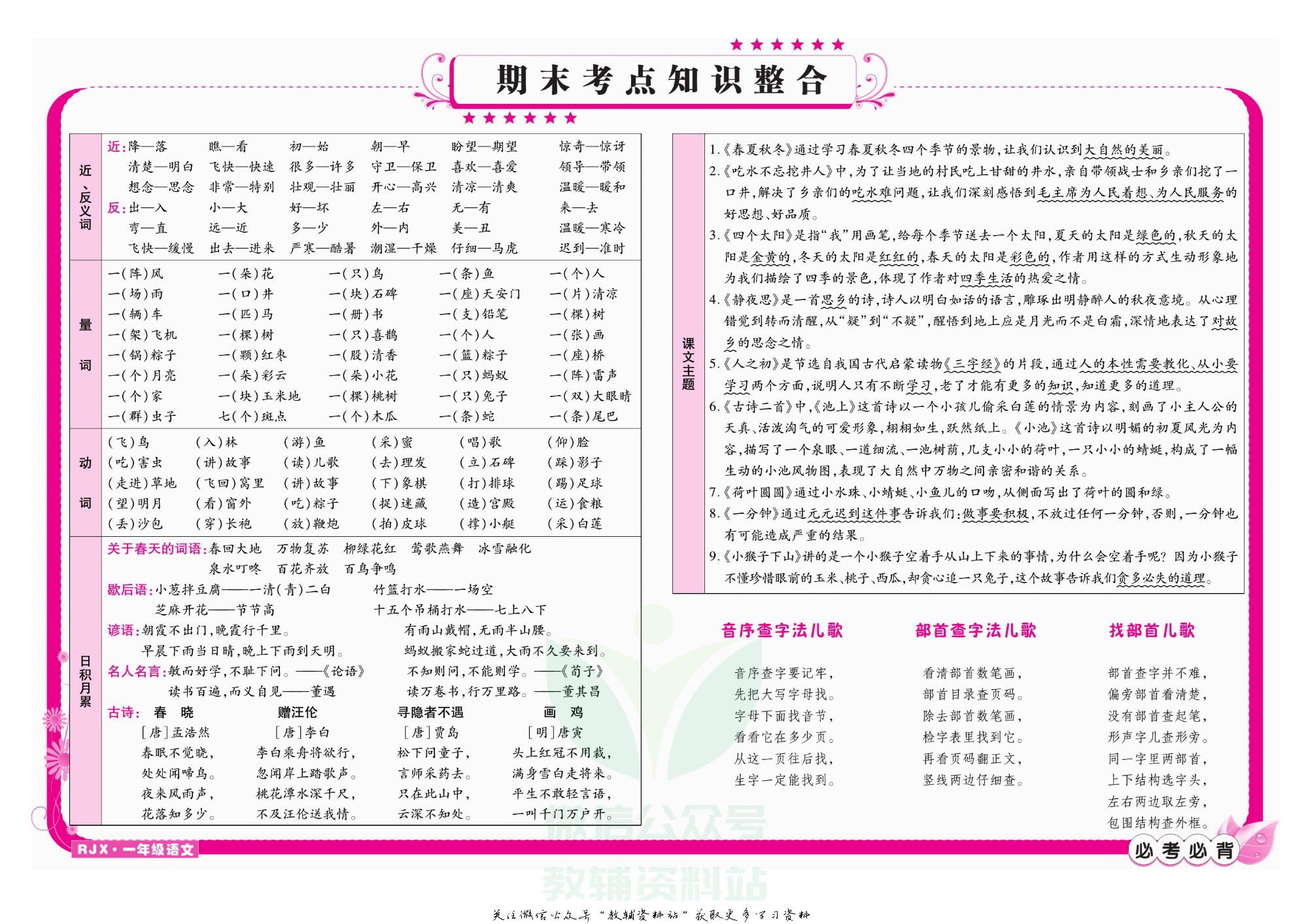 名师期末冲刺100分一年级下册语文人教版教师用书.pdf 第3页