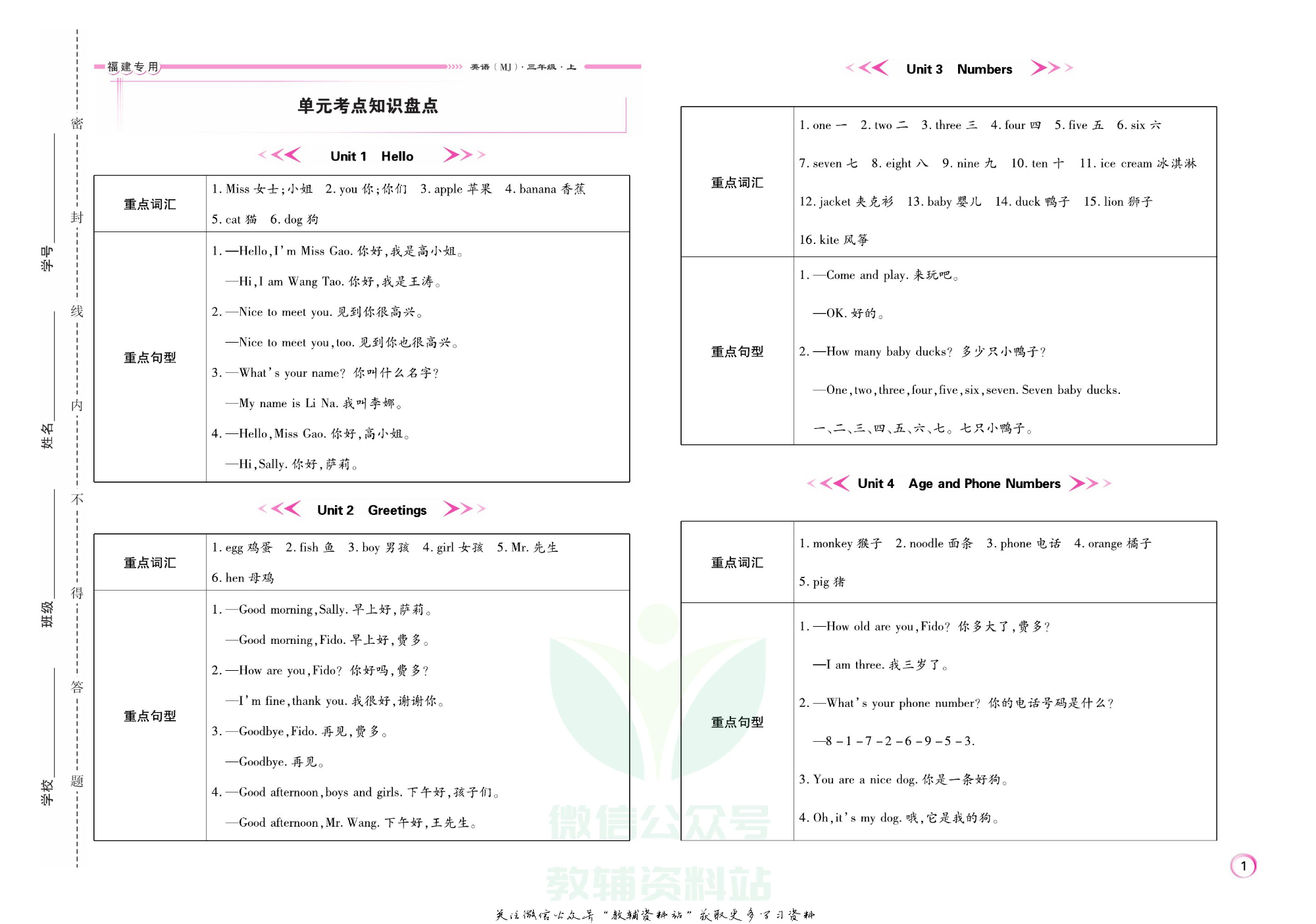 《期末大盘点》三年级上册英语闽教版.pdf 第2页