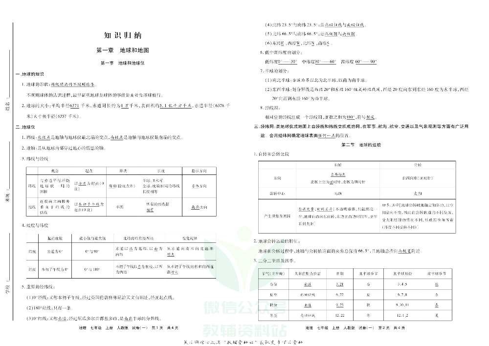 优品单元与期末七年级上册地理人教版去答案版.pdf 第2页