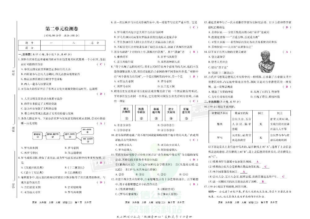 优品单元与期末九年级上册历史人教版教师用书.pdf 第5页