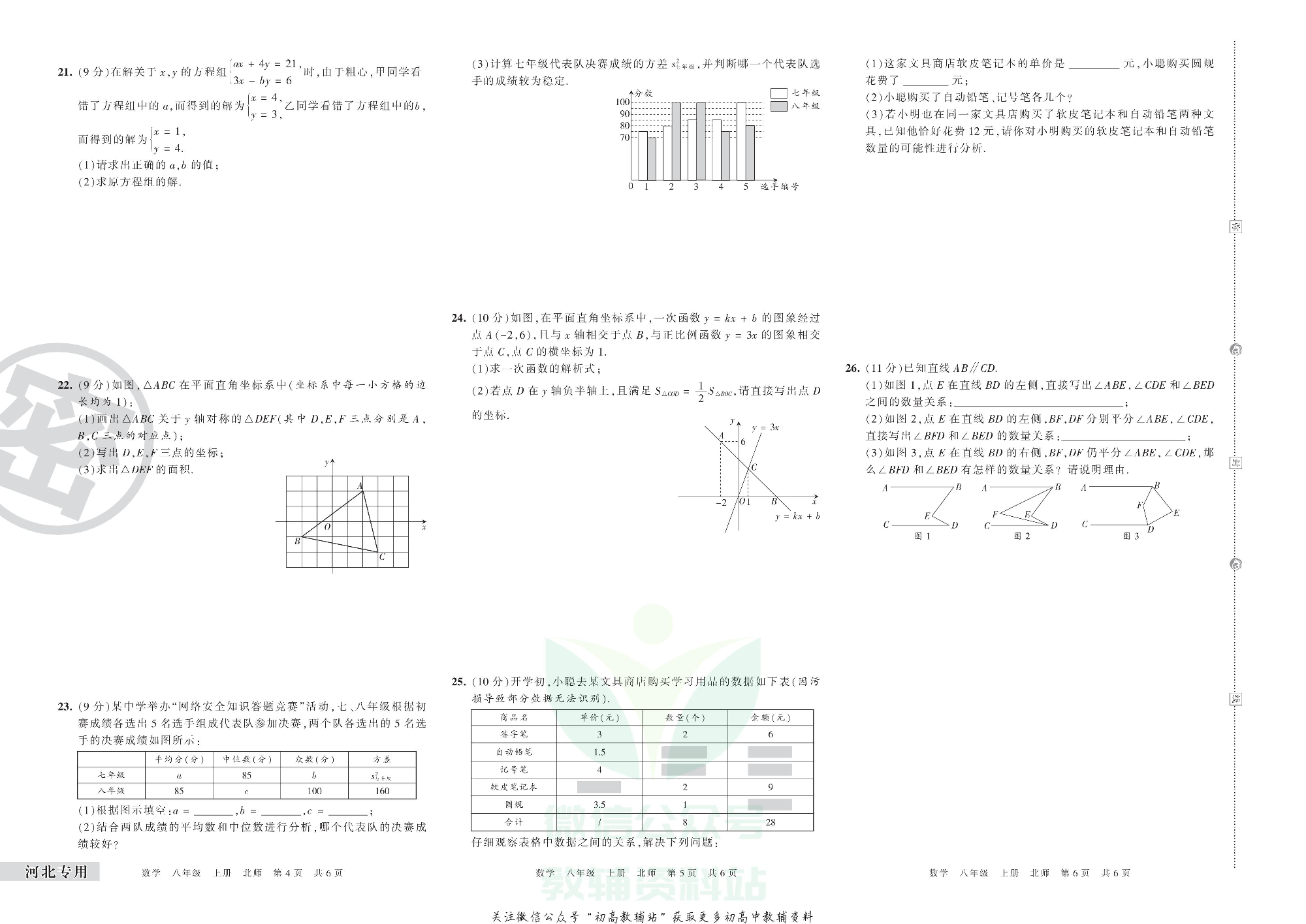 王朝霞期末复习压台卷八年级上册数学北师版河北专用.pdf 第2页