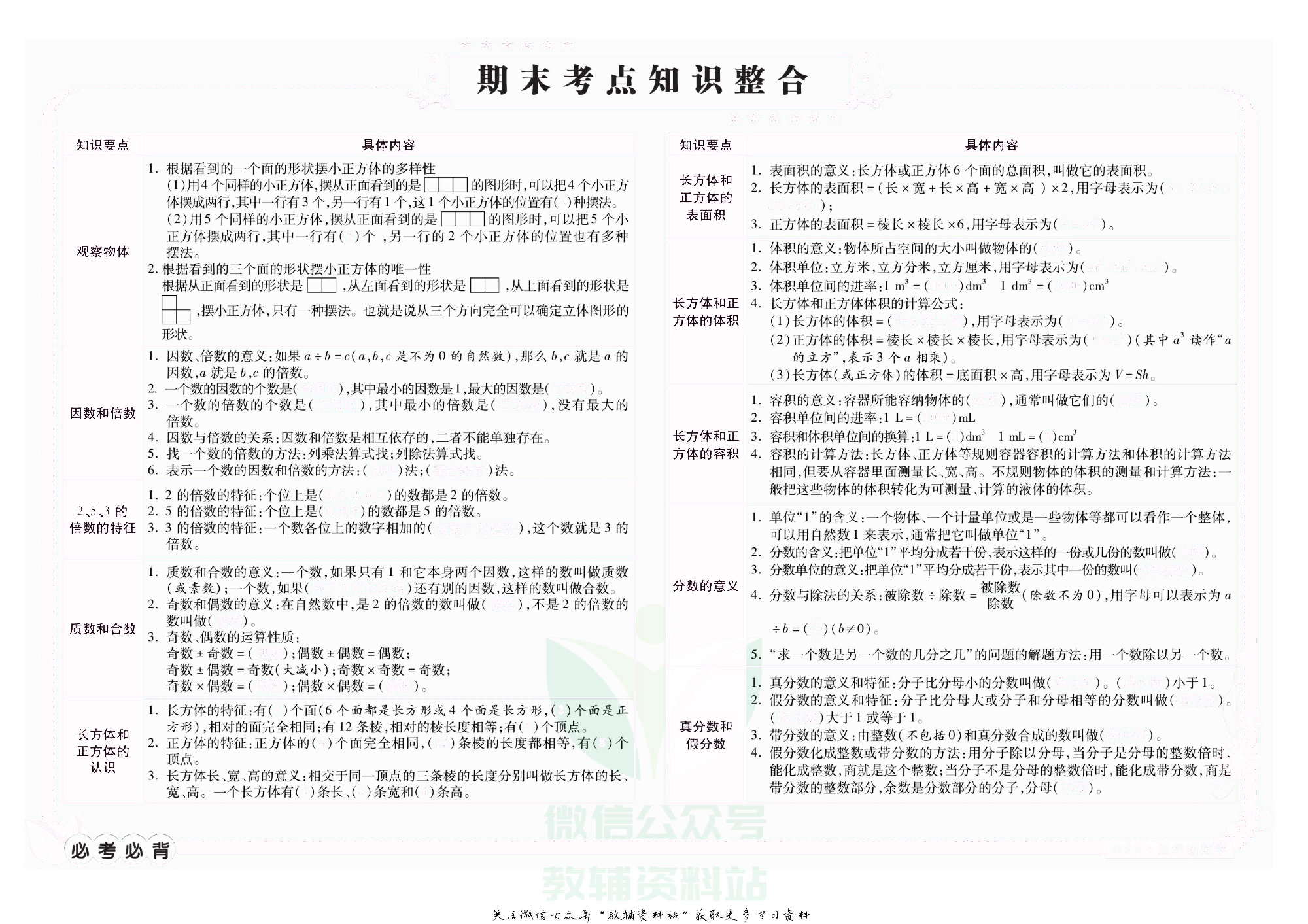 名师期末冲刺100分五年级下册数学人教版去答案版.pdf 第2页