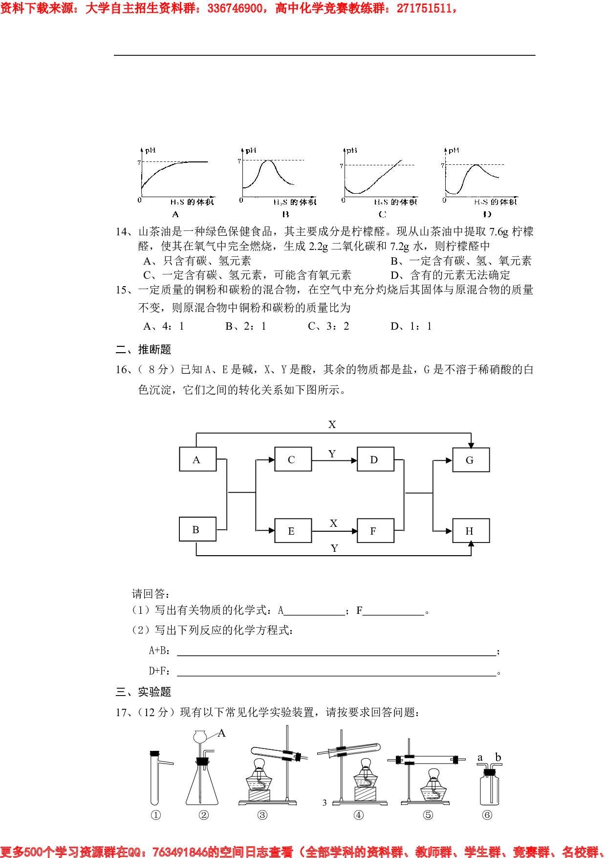 上海重点高中自主招生化学试题2.pdf 第3页