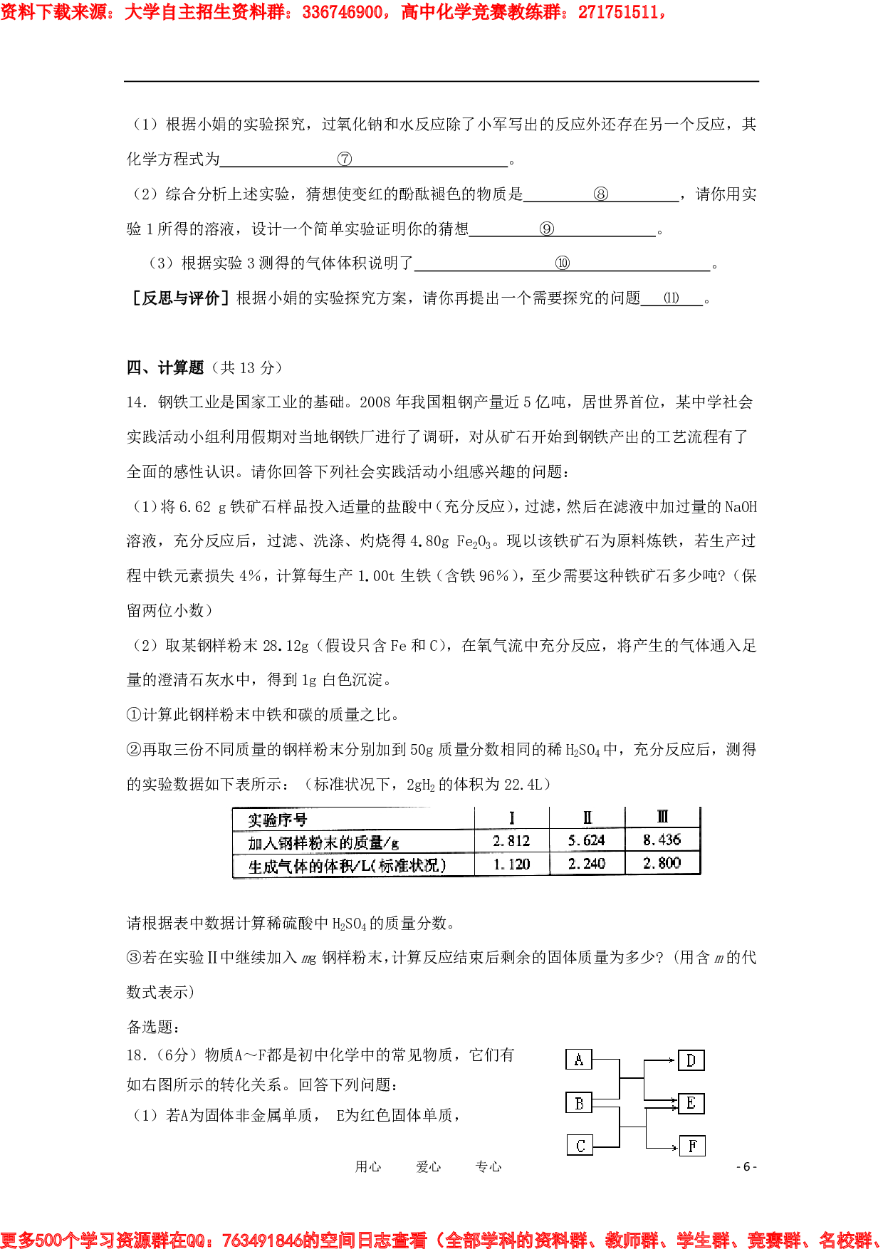 湖北省黄冈中学高中化学自主招生预录模拟考试.pdf 第6页