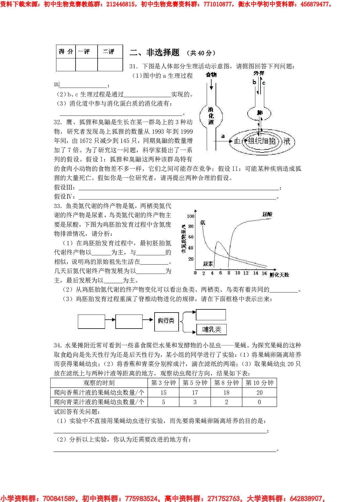 中南六省初中生物竞赛初赛试题含答案.pdf 第5页