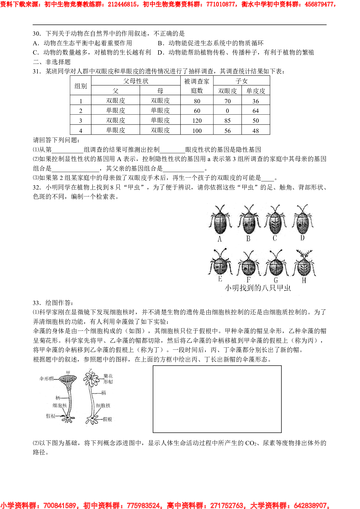 年中南六省初中生物竞赛复赛试题.pdf 第4页