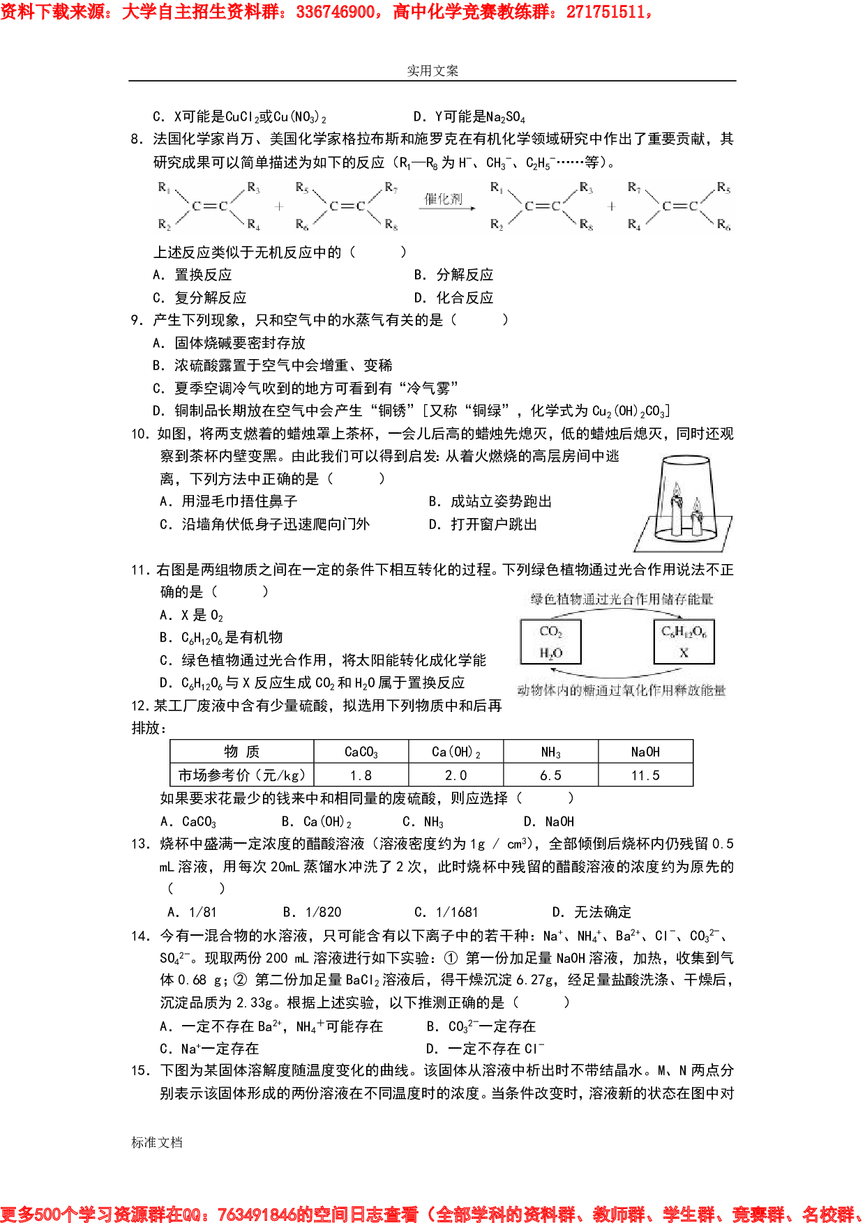 重点高中自主招生考试化学试题(2).pdf 第2页