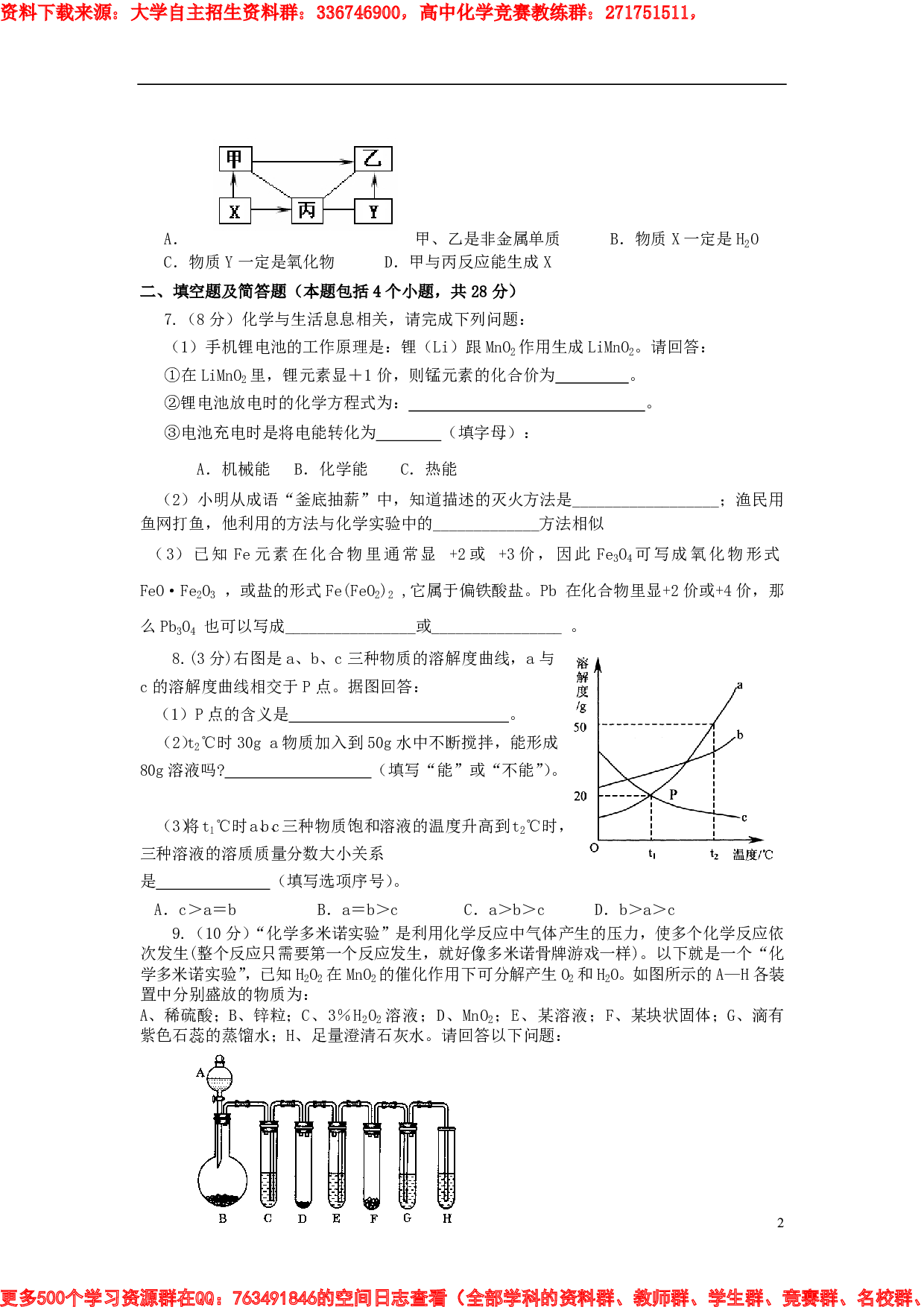 中考化学自主招生检测试题.pdf 第2页