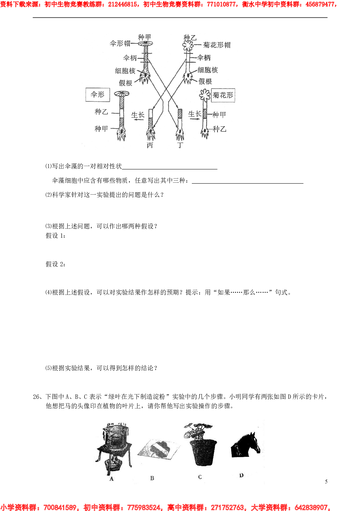 初中生物学奥林匹克竞赛仿真试题(二).pdf 第5页