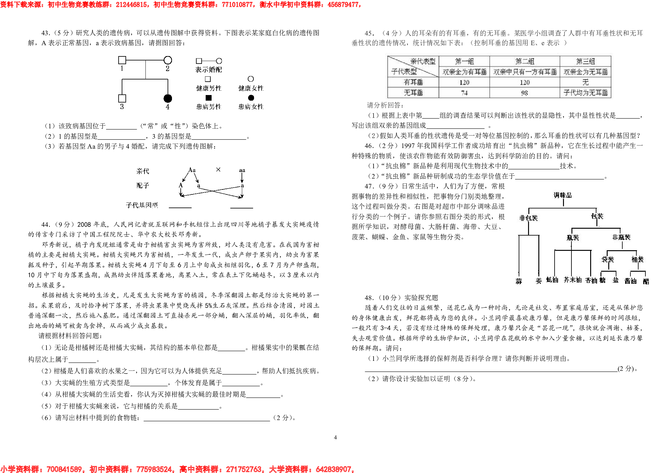 初中生物竞赛试题及答案(1).pdf 第4页