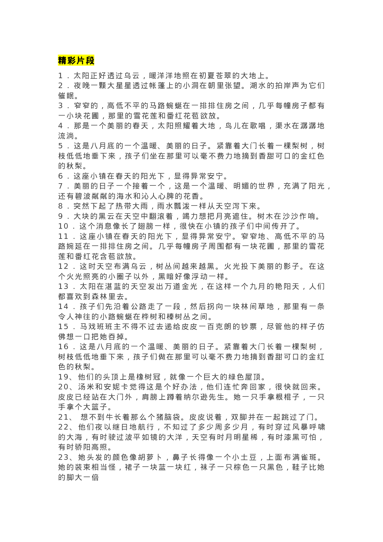 38《长袜子皮皮》精彩片段+读后感.docx 第1页