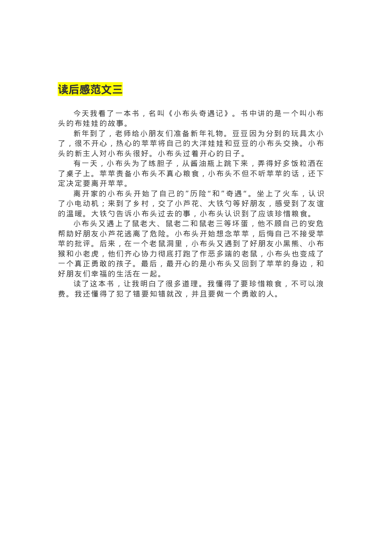 31《小布头奇遇记》精彩片段+读后感.docx 第5页