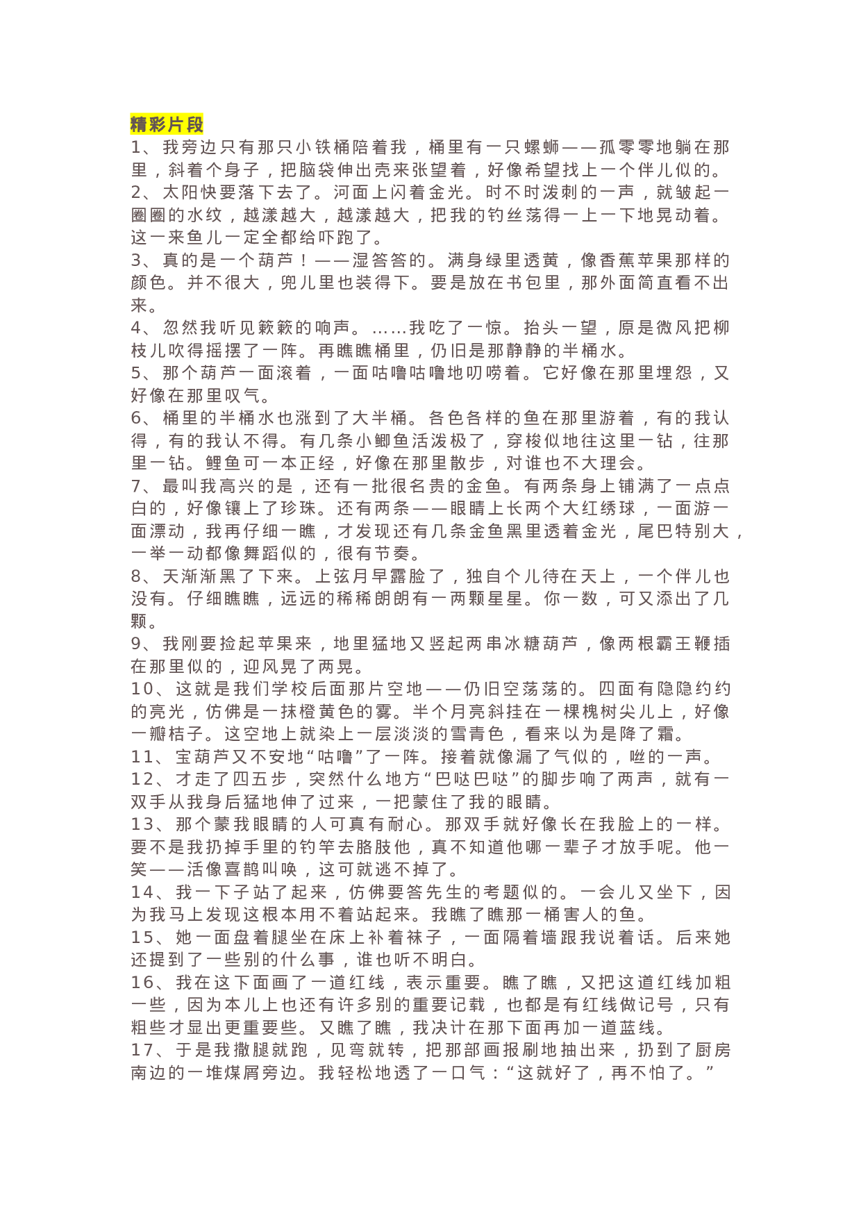 09《宝葫芦的秘密》精彩片段+读后感.docx 第1页