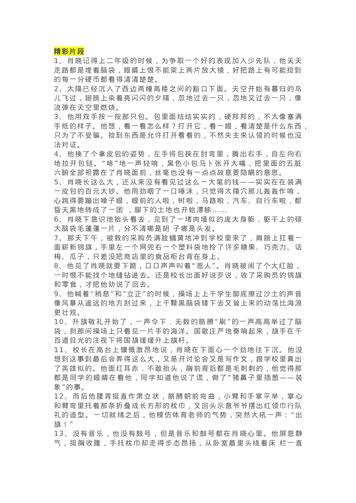 07《今天我是升旗手》精彩片段+读后感.docx 第1页
