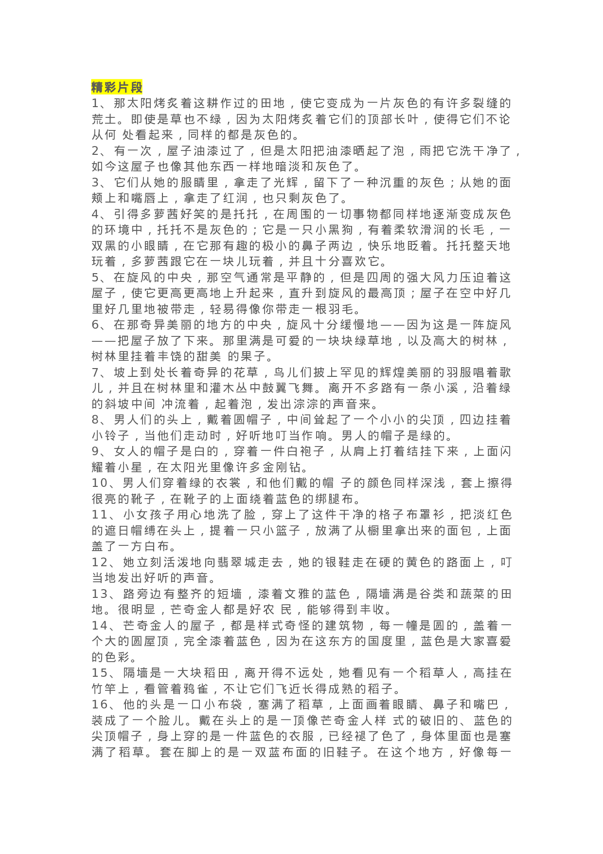 04《绿野仙踪》精彩片段+读后感.docx 第1页