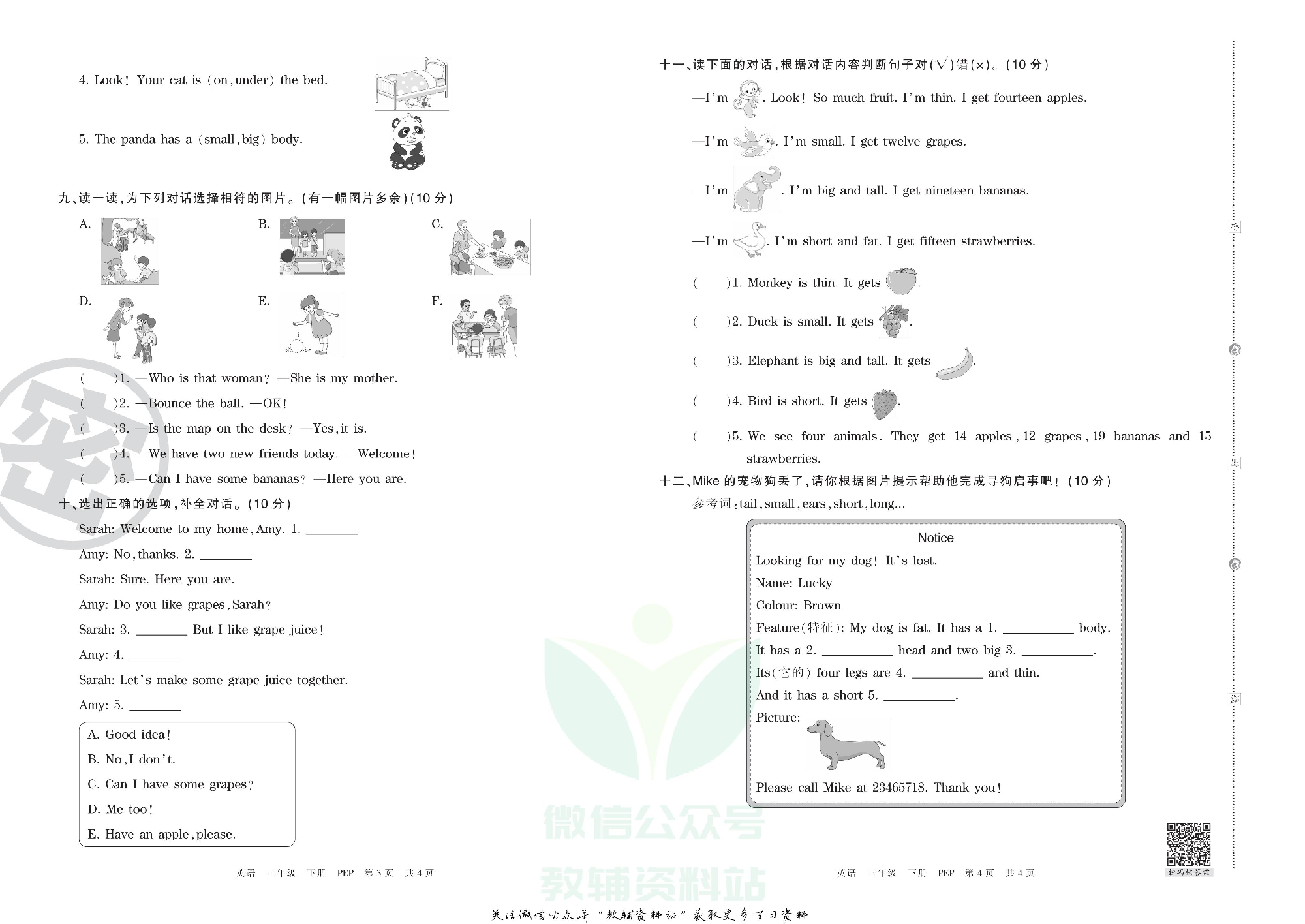 王朝霞期末复习压台卷三年级下册英语人教PEP版.pdf 第2页
