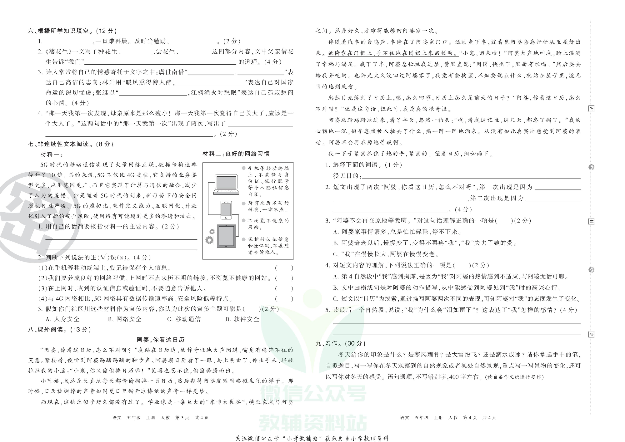 王朝霞期末复习压台卷五年级上册语文部编版.pdf 第2页