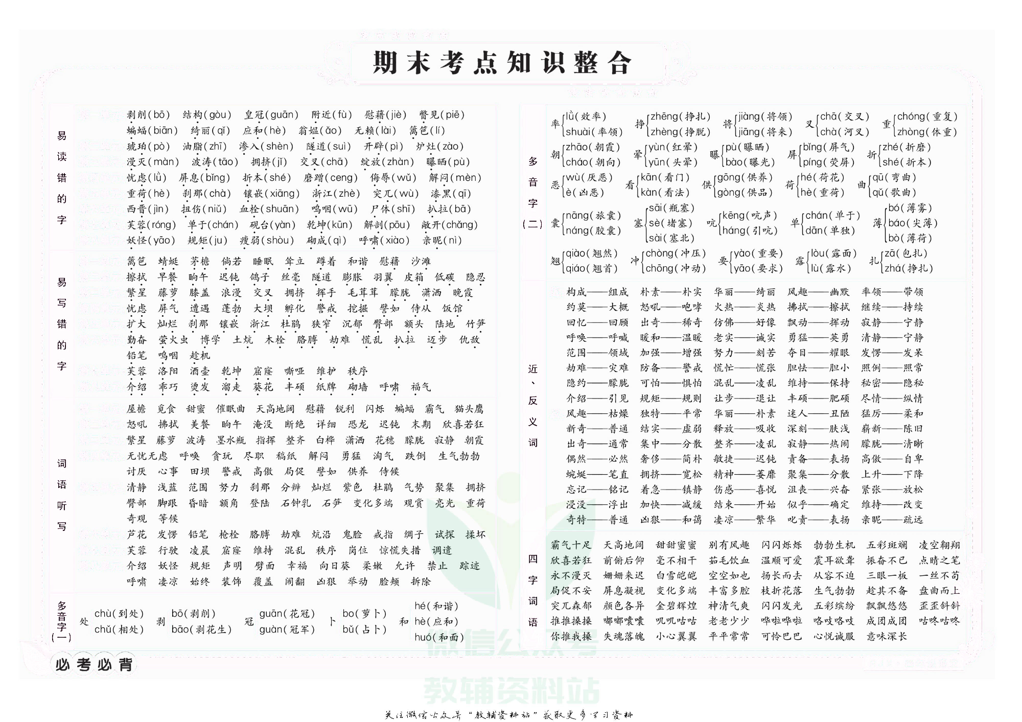名师期末冲刺100分四年级下册语文人教版去答案版.pdf 第2页