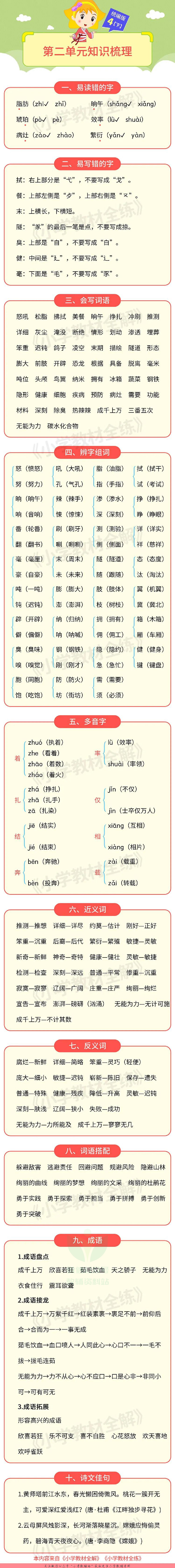 单元知识梳理四年级下册语文部编版.pdf 第2页