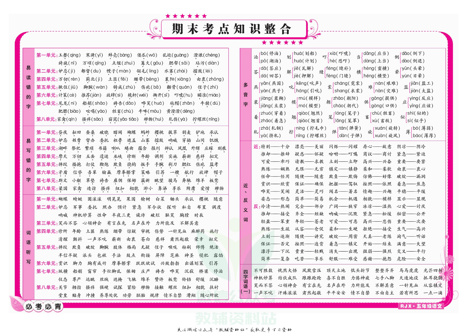 名师期末冲刺100分五年级下册语文人教版教师用书.pdf 第2页