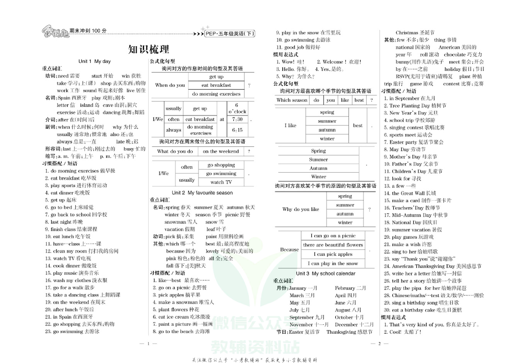 金钥匙期末冲刺100分五年级下册英语人教PEP版去答案版.pdf 第1页