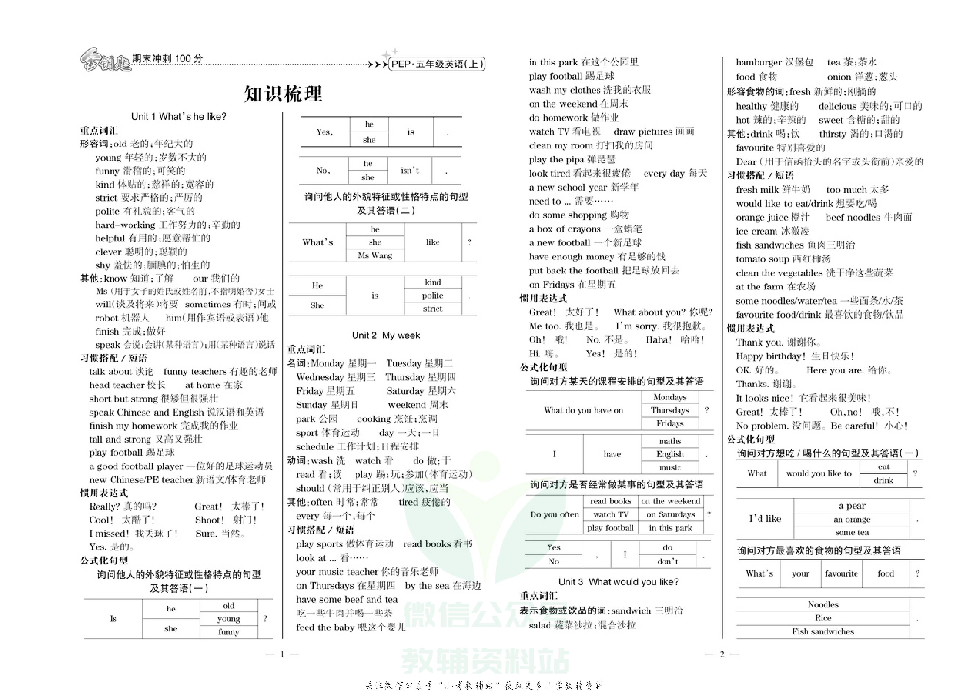 金钥匙期末冲刺100分五年级上册英语人教PEP版去答案版.pdf 第2页